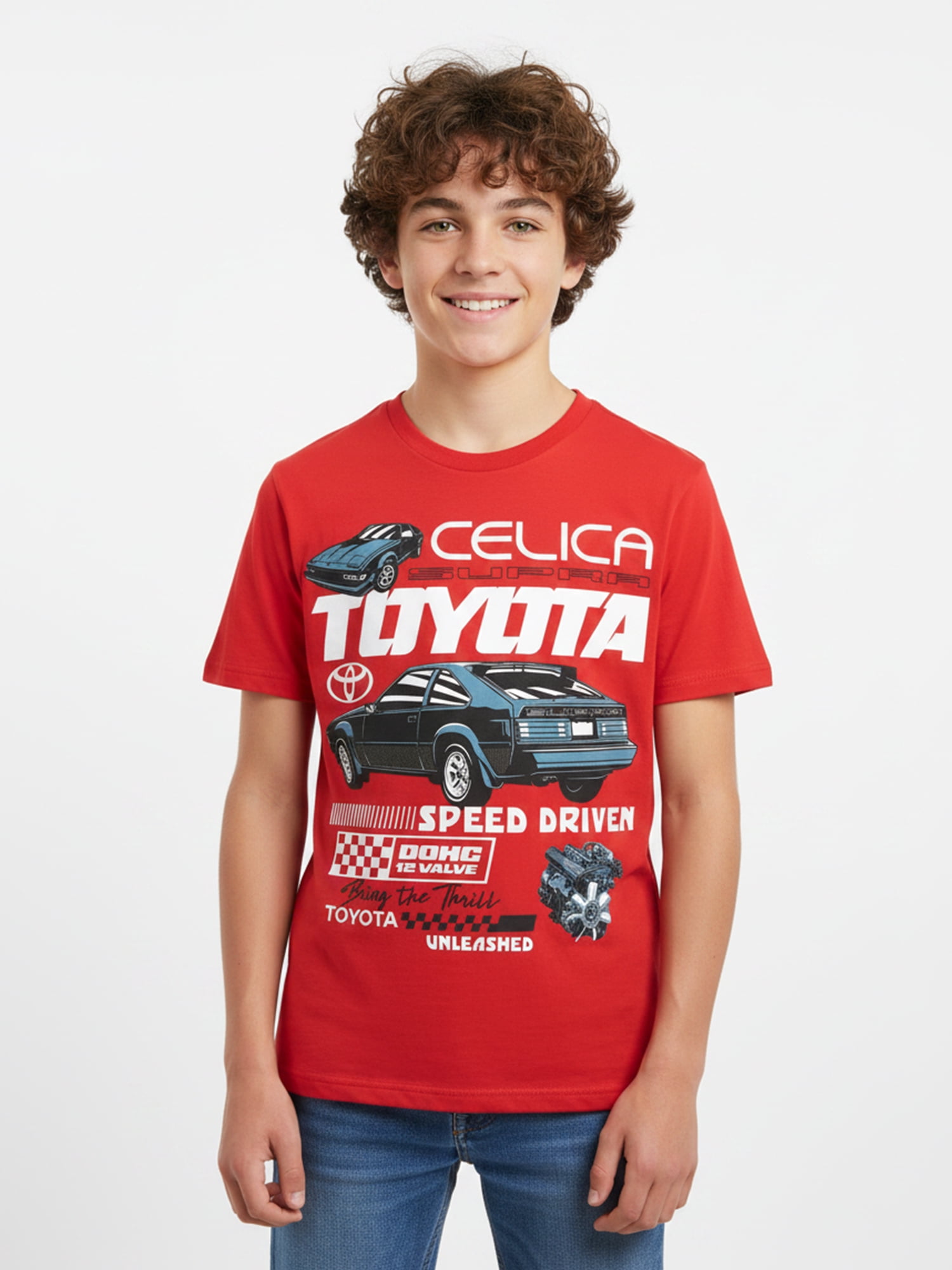 Toyota Boys' Supra Graphic Tee Short Sleeve Crewneck Shirt (Red, Size 4-18) hd76u