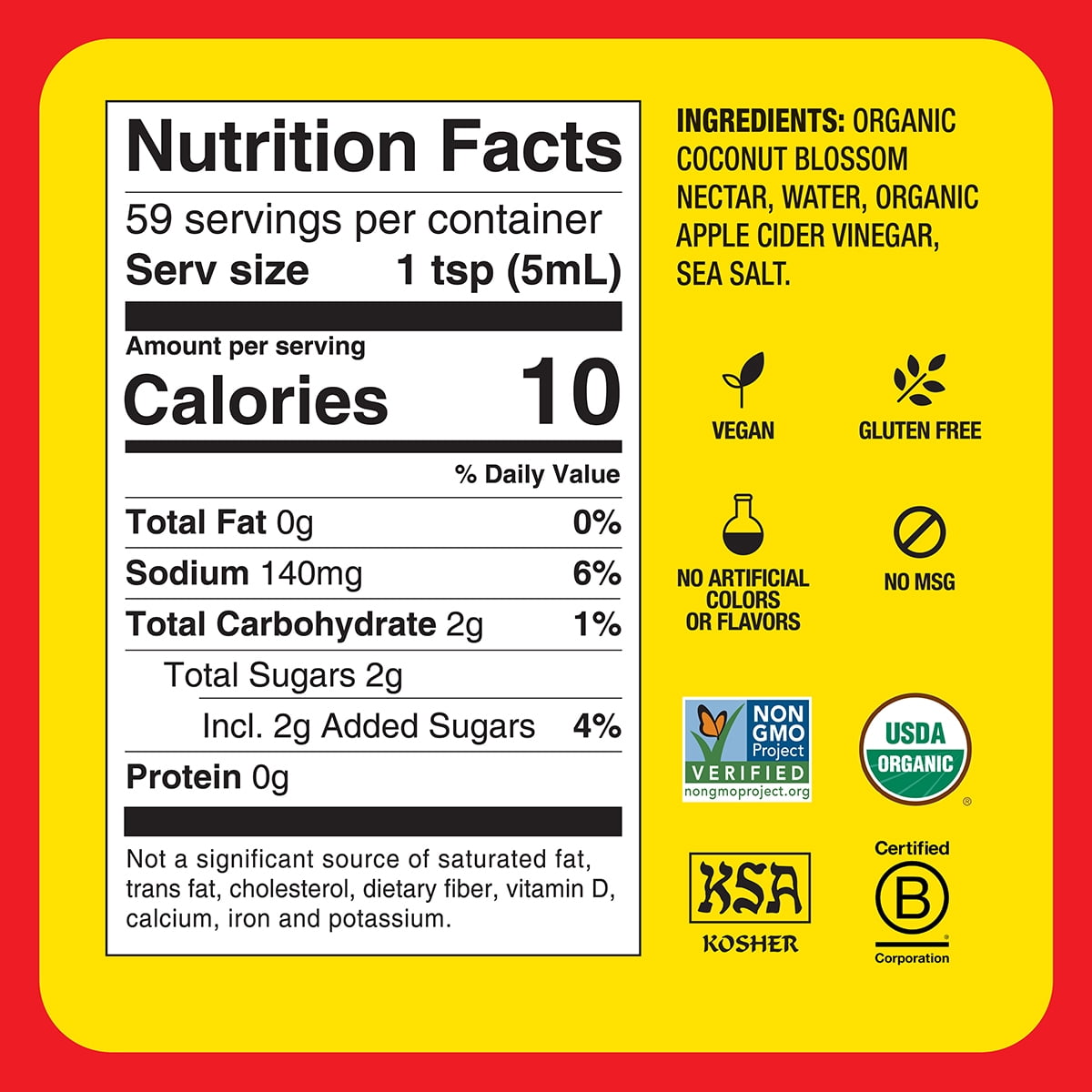 Bragg Organic Coconut Liquid Aminos Soy-Free Seasoning (10 fl oz) glwlk