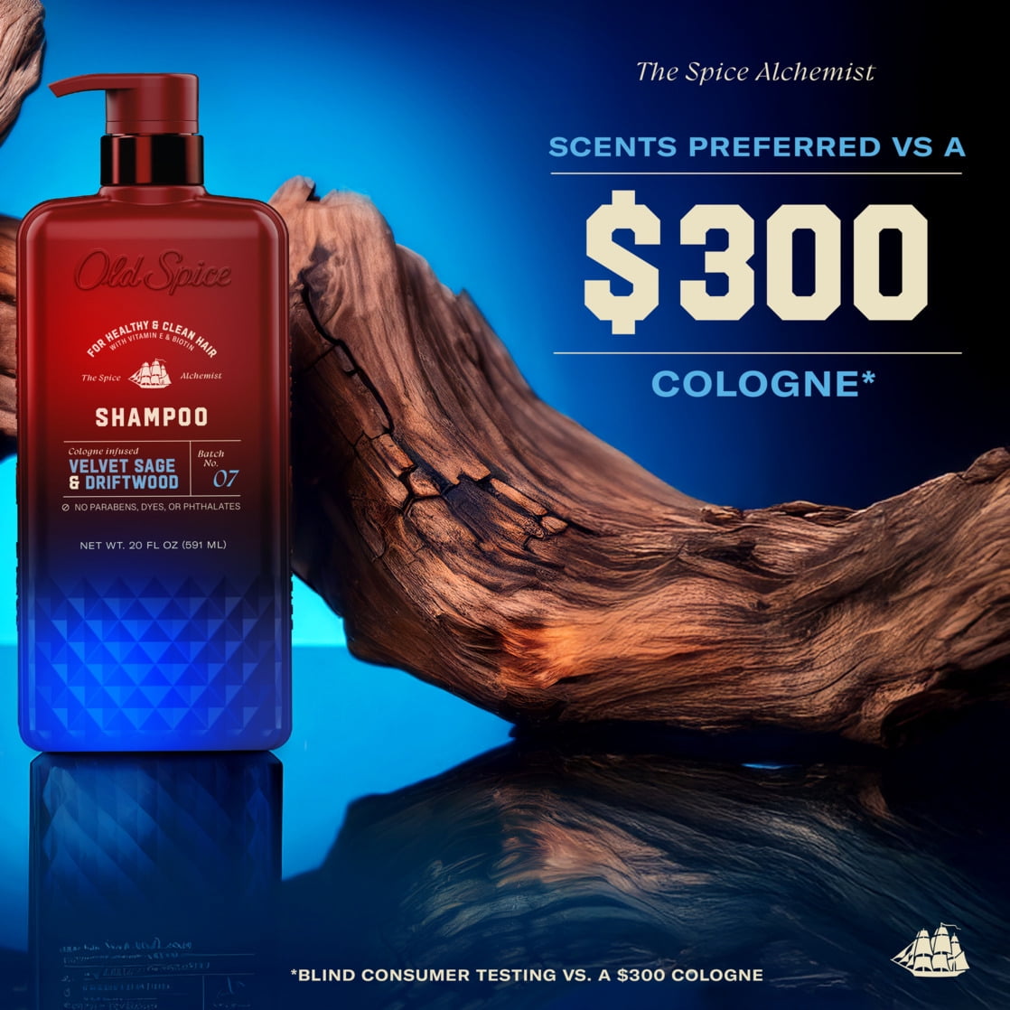 Old Spice The Spice Alchemist Shampoo, Cologne-Infused Velvet Sage & Driftwood, Moisturizing Hair Care (21.9 fl oz) o48vi