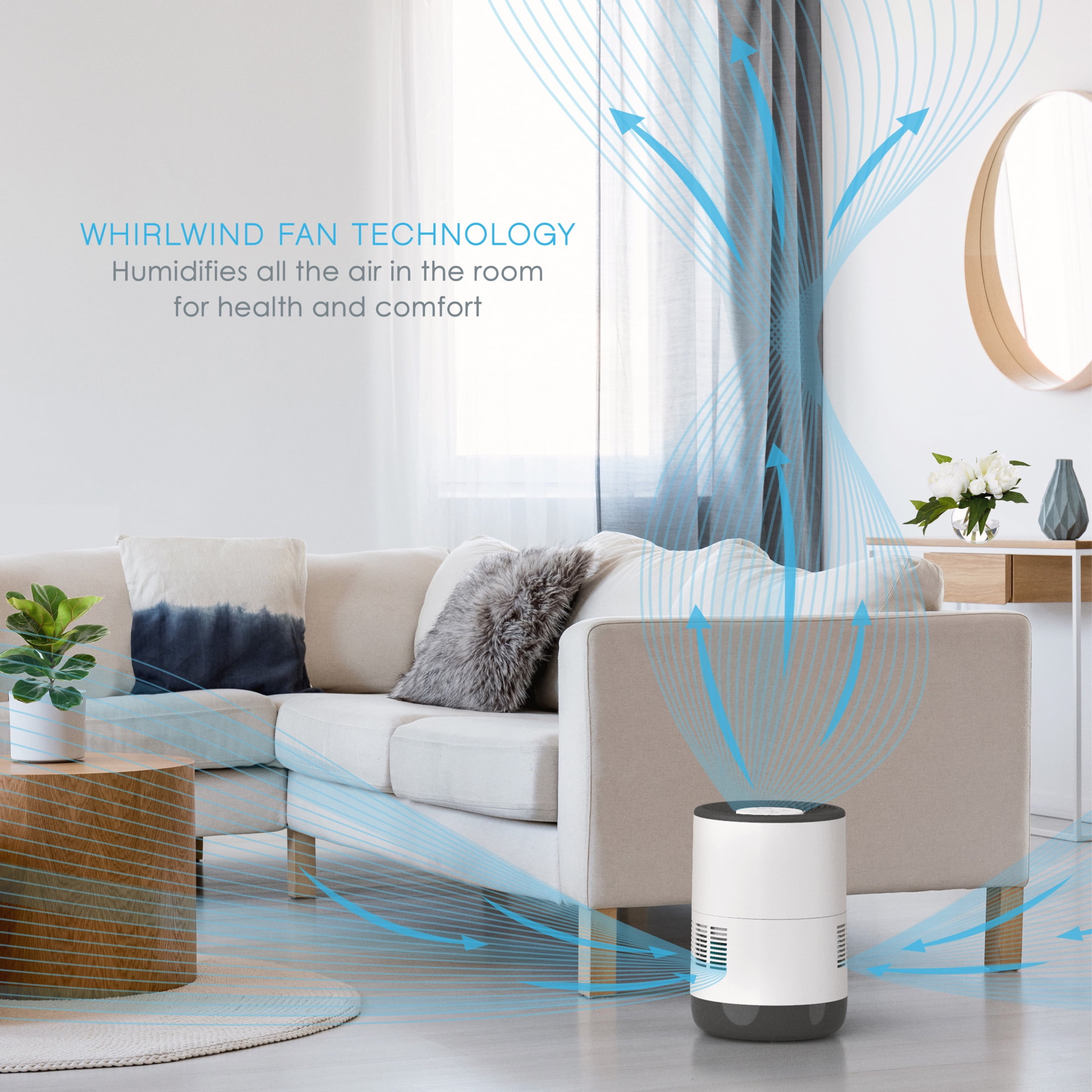 Pure Enrichment MistAire Eva Evaporative Humidifier for Large Rooms with 4-Speeds and Auto Shut-Off (White, 0.74 gal) 4exf2