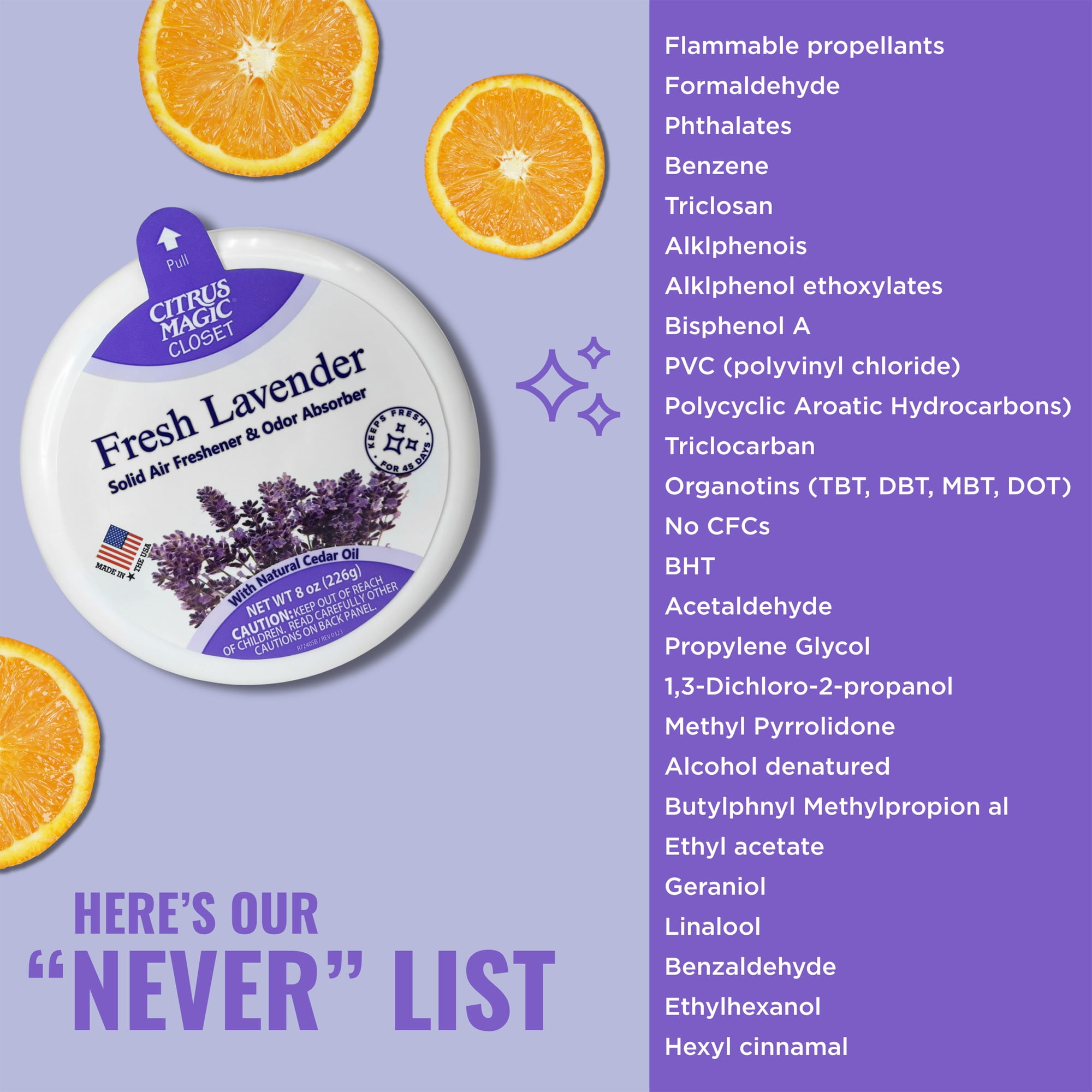 Citrus Magic Odor Absorbing Solid Air Freshener for Closets, Fresh Lavender (8 oz) er9qy