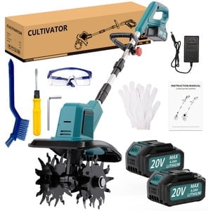Kitesder 20V Cordless Electric Tiller, 10-inch Garden Cultivator, High-Torque Soil Aerator (4.0Ah Battery & Fast Charger) 80a9g