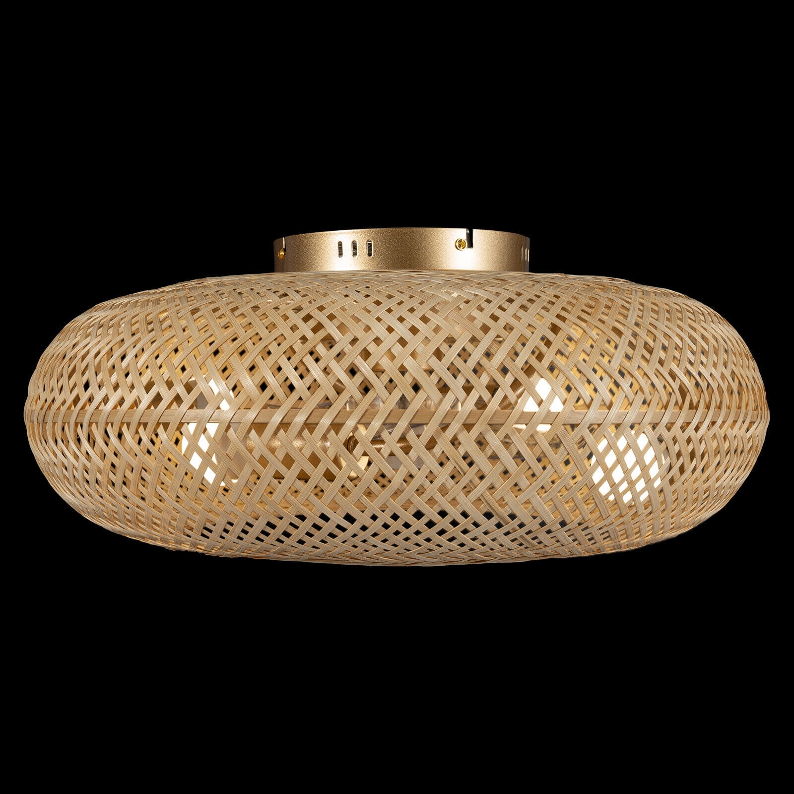 Generic Bamboo Ceiling Fan Farmhouse Boho Rattan Woven Light with Remote Control (Natural, 20 in) 023ca