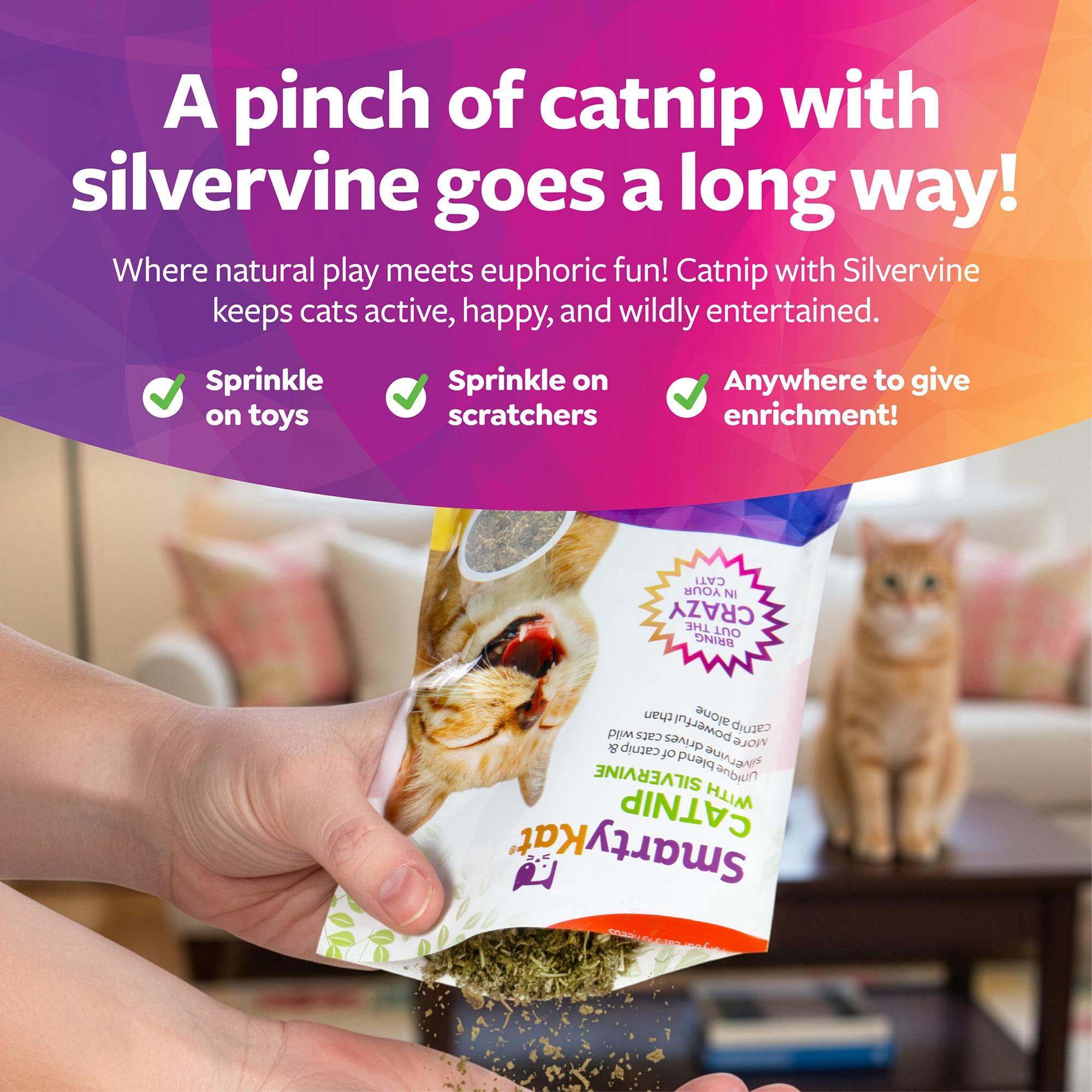 SmartyKat Catnip & Silvervine Natural Blend Cat Toy Attractant (1.2 oz) u757y
