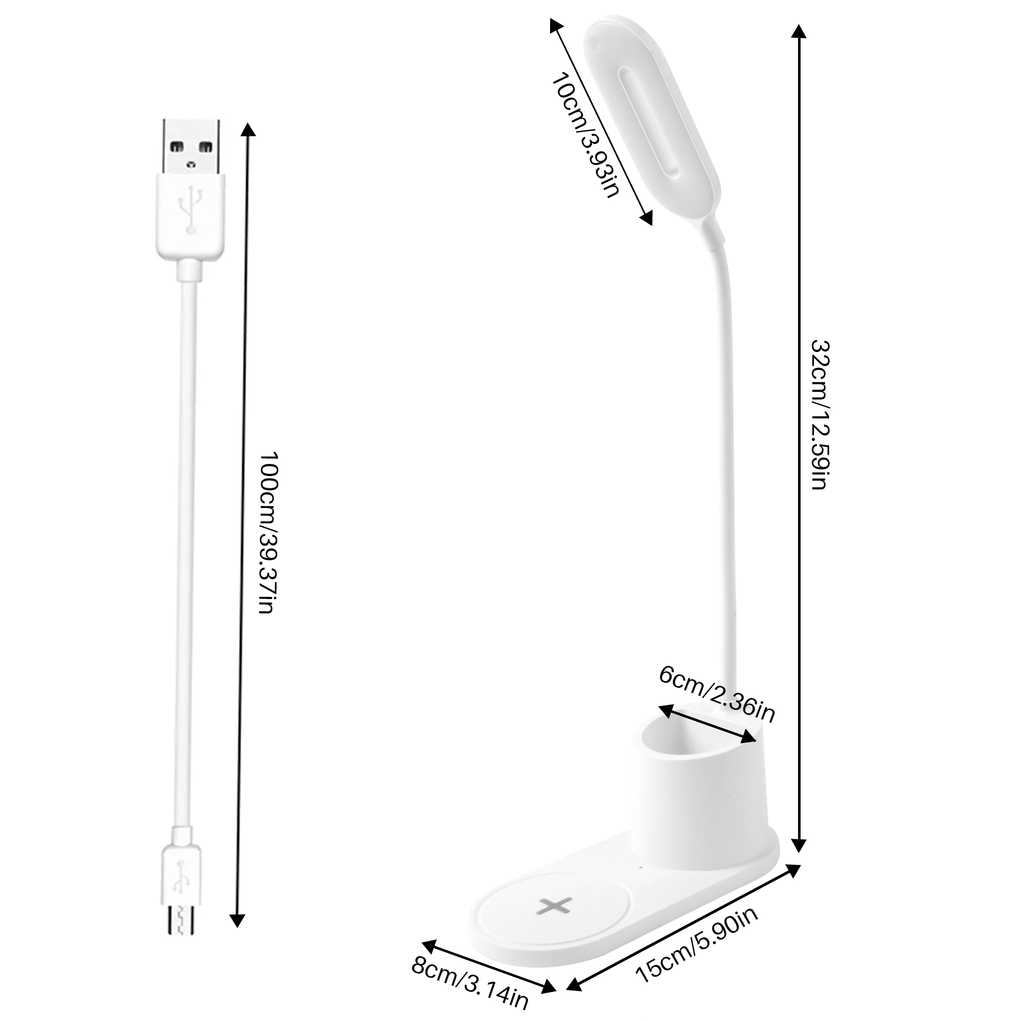 BCOOSS LED Desk Lamp with Wireless Charger and Pen Holder (3-Mode Dimmable, Flexible Gooseneck) i8cj6