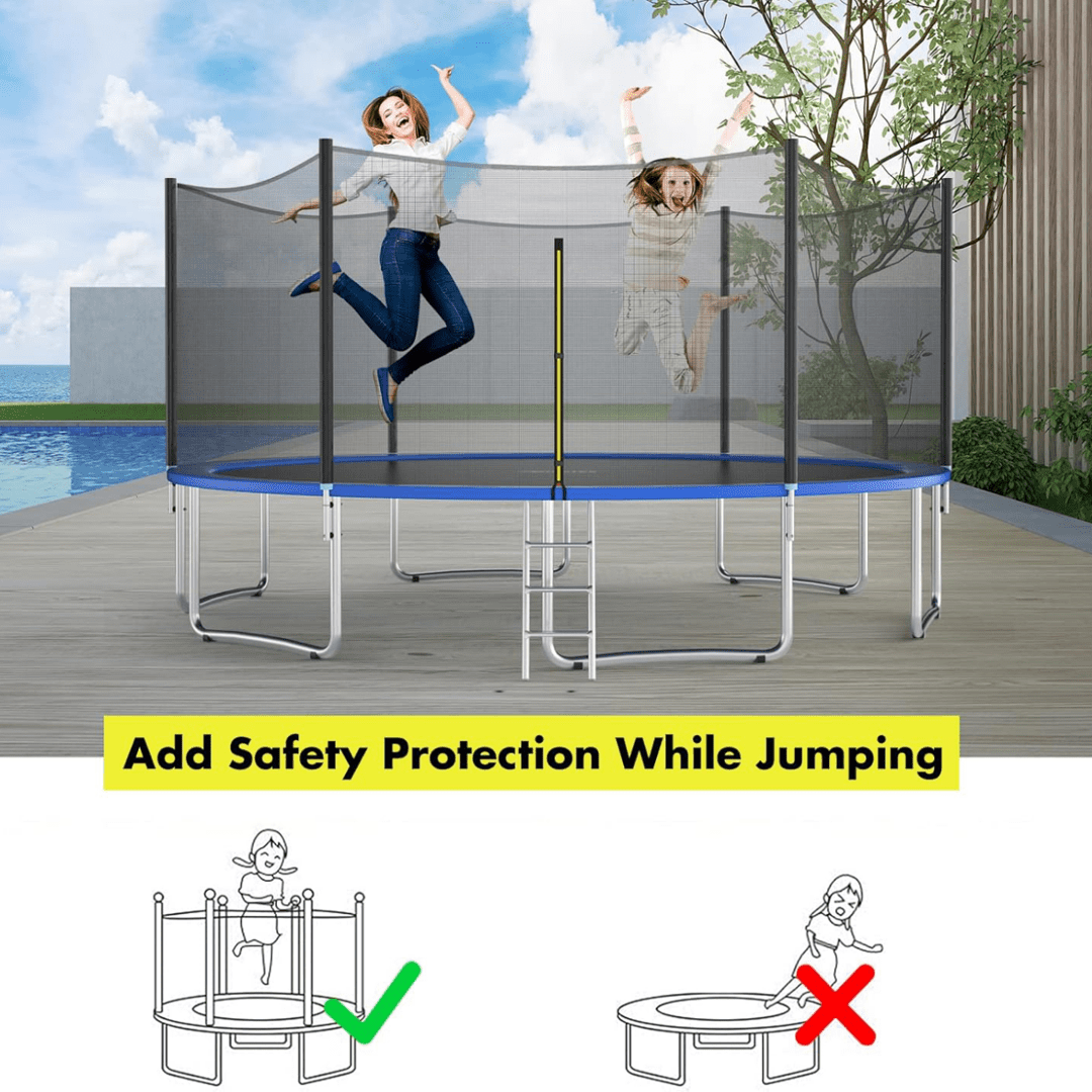 Ldyso 14ft Trampoline Replacement Safety Enclosure Net for 6 Straight Poles (Black, 14 ft) wh6lw