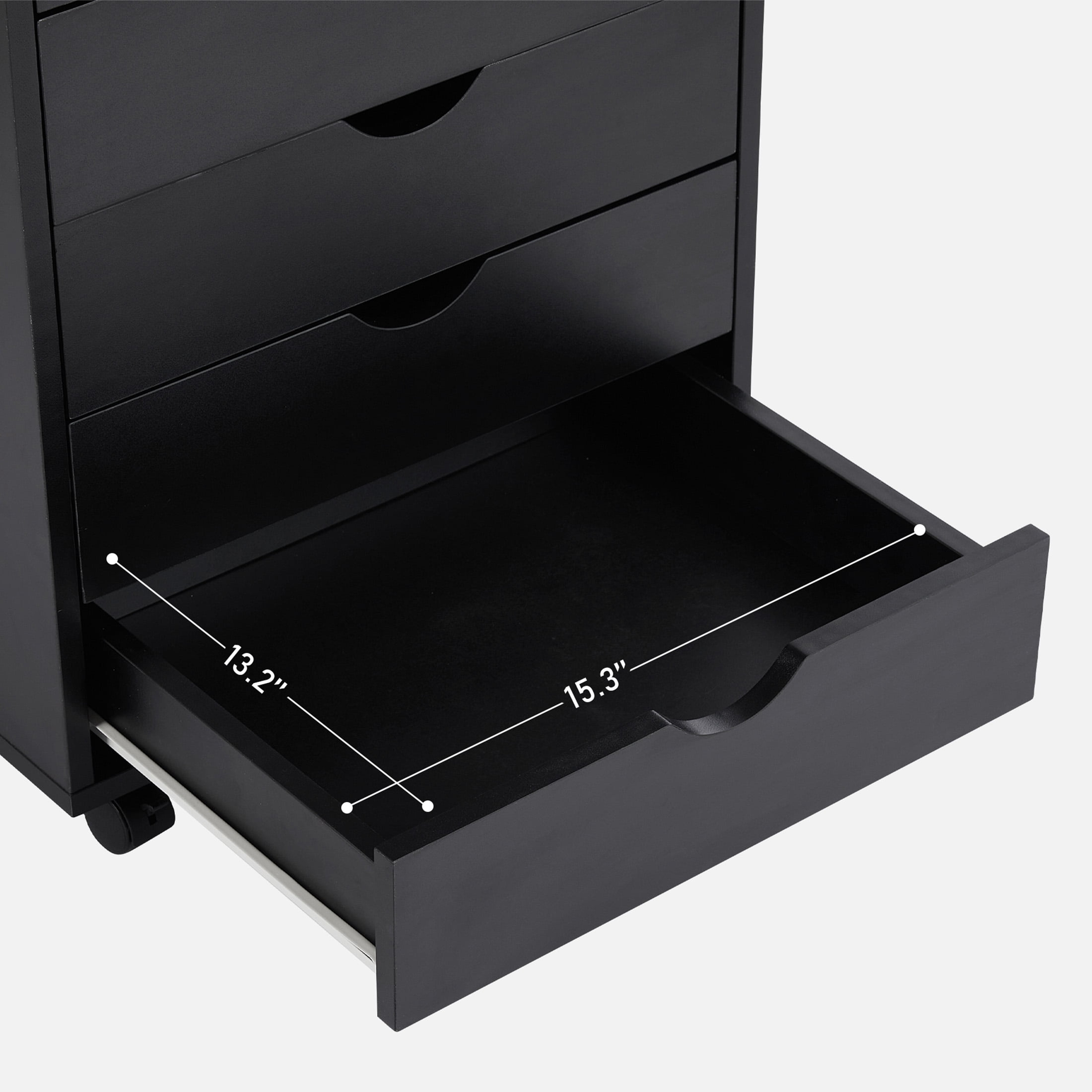 CONCETTA 5-Drawer File Cabinet, Lateral Filing Under Desk Storage Organizer with Wheels (Black) fj3lf