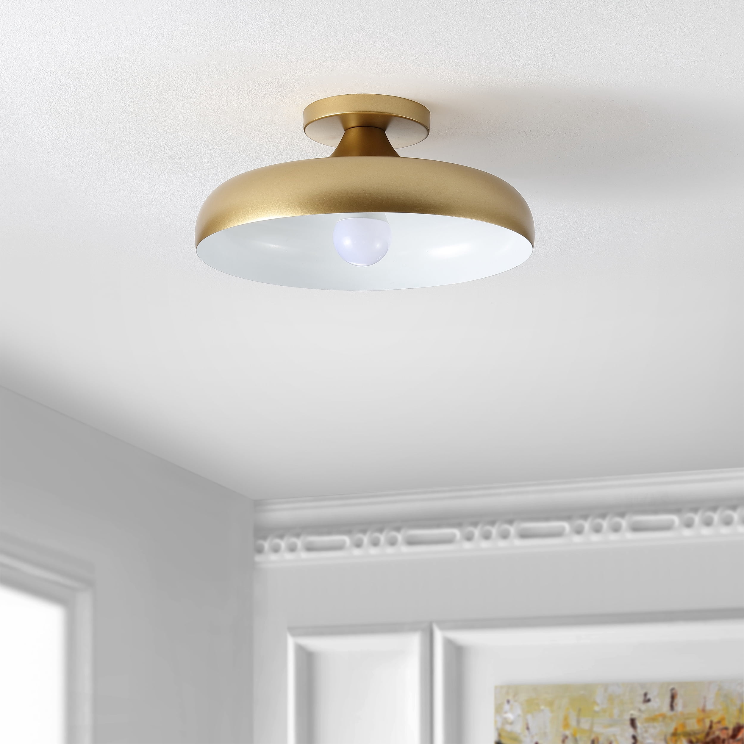 Safavieh Willet Modern Painted Gold Iron Flush Mount Ceiling Light (13.25 in) 764pv