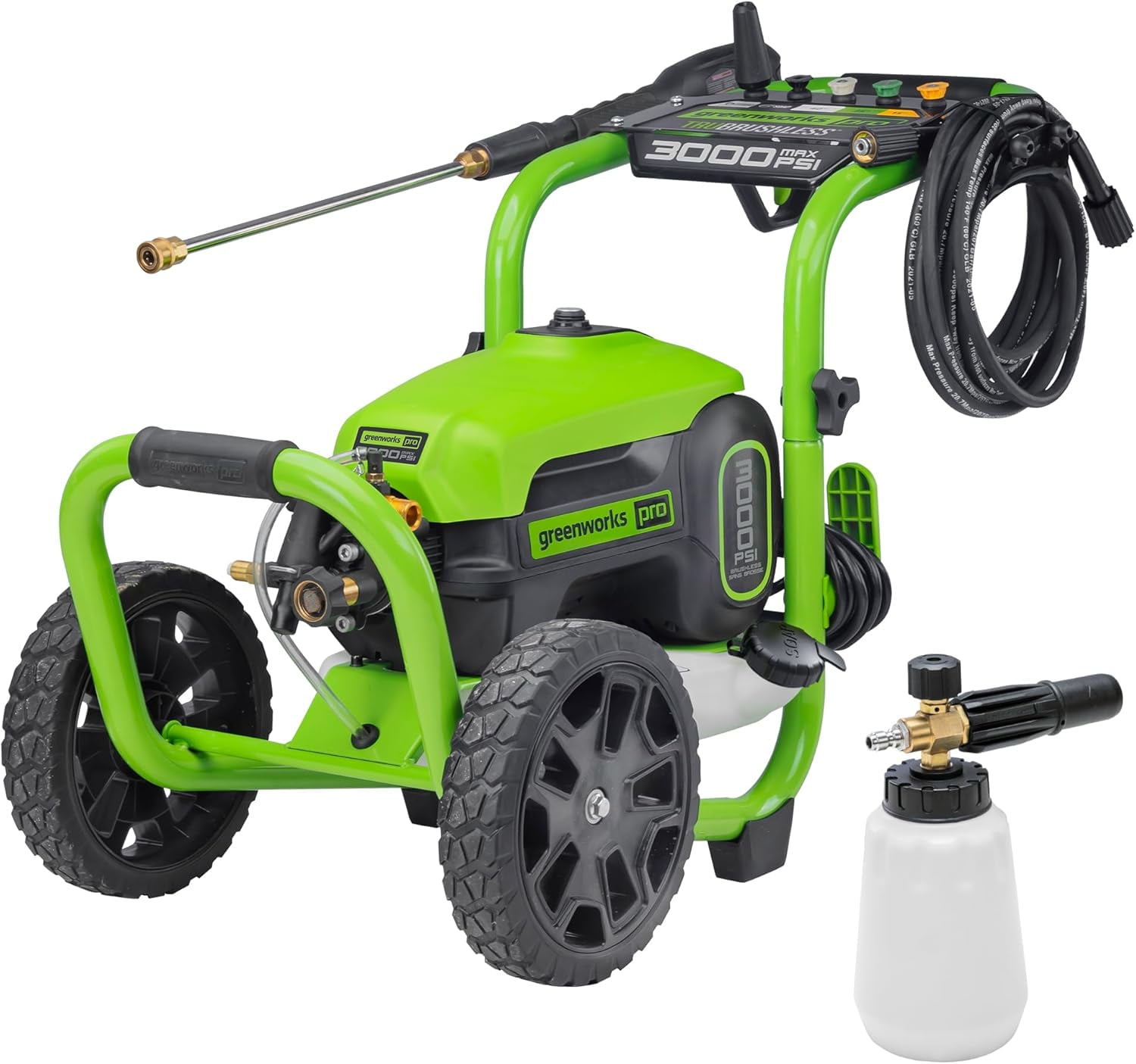 Greenworks 3000 PSI Electric Pressure Washer with Foam Cannon and 25 ft Hose (2.0 GPM) 3yjsn