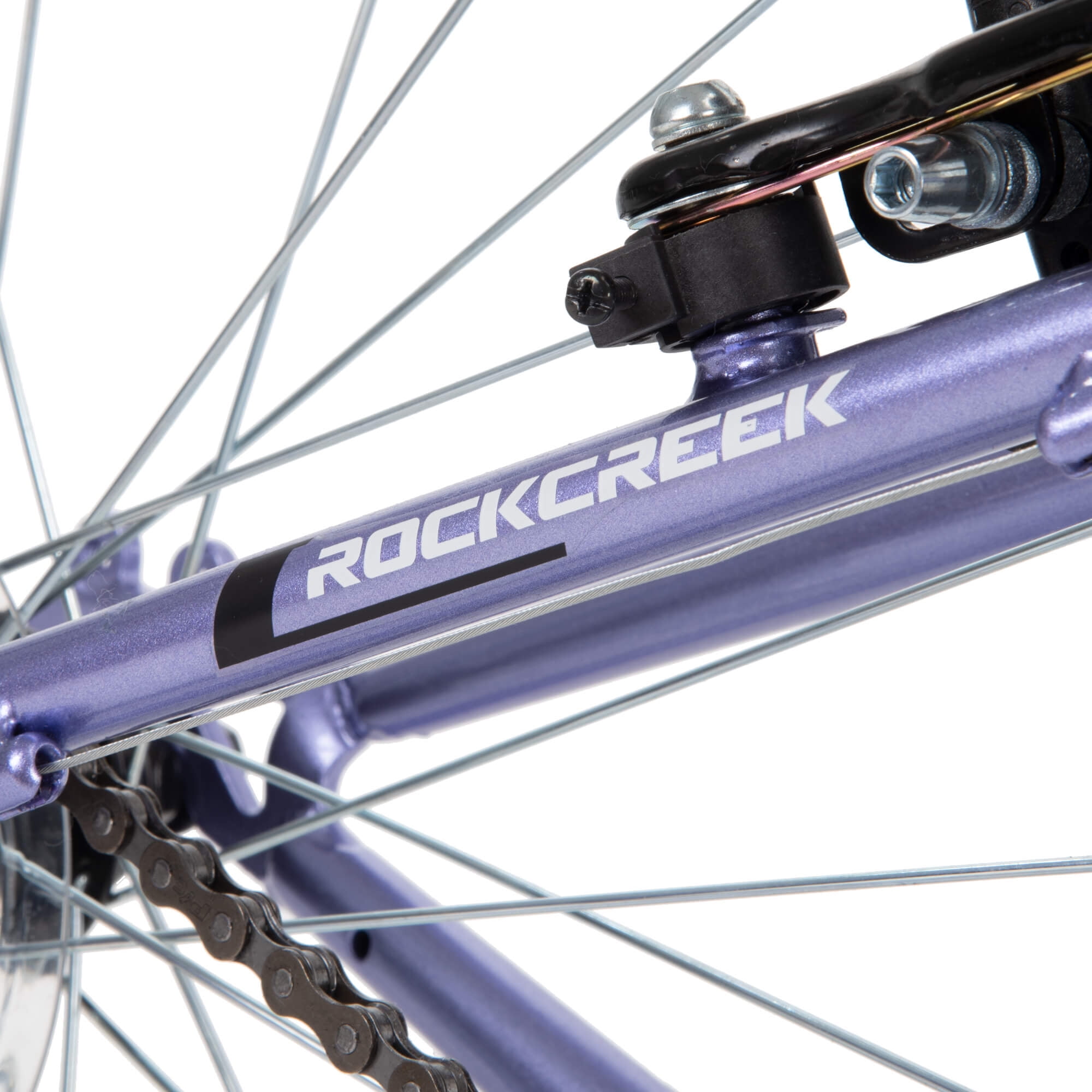 Huffy Rock Creek Mountain Bike, 18-Speed Trail Bicycle for Women (Purple, 24 in) h48eu