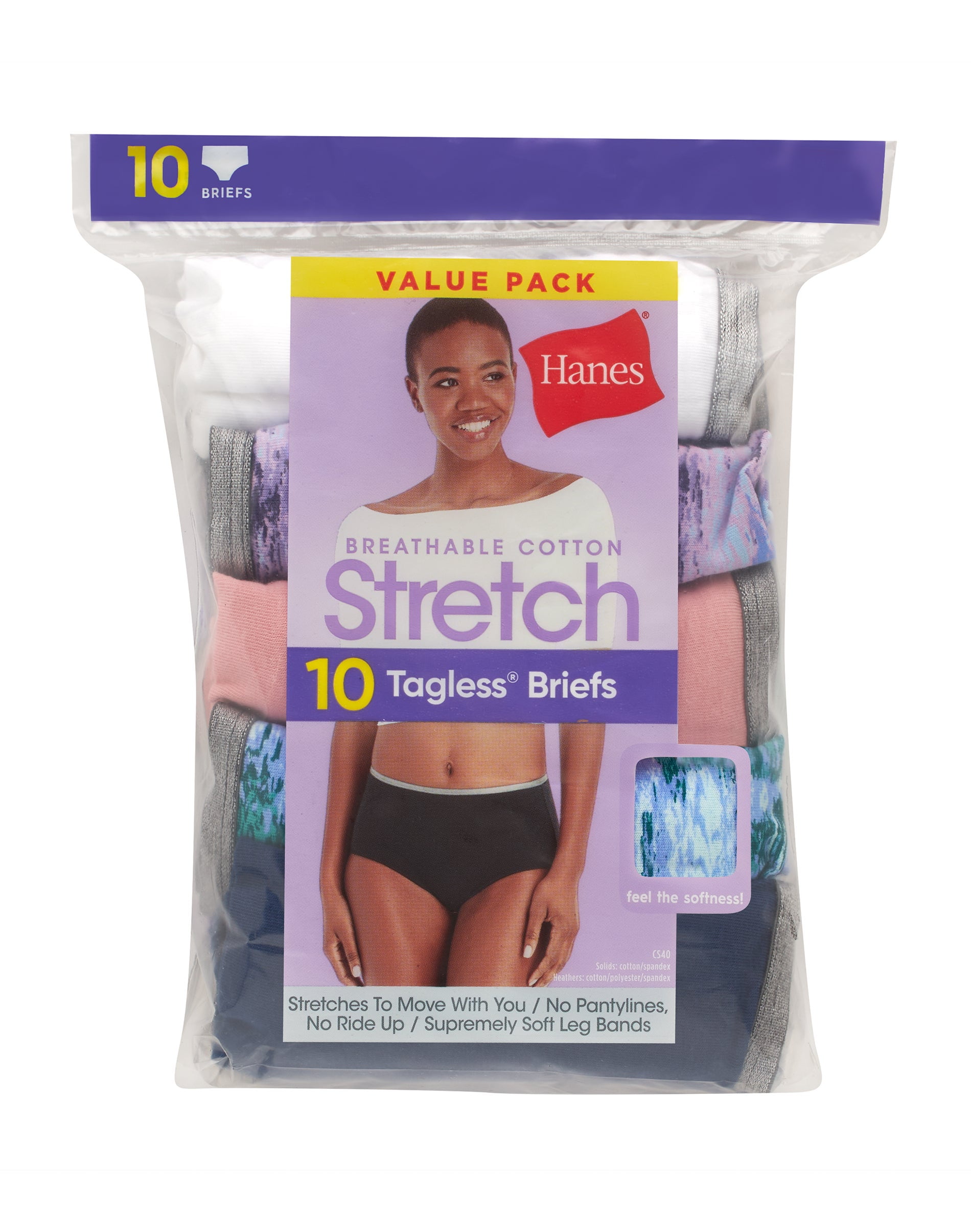 Hanes Women's Cotton Stretch Brief Panties (Assorted, 10-Pack) cue6o