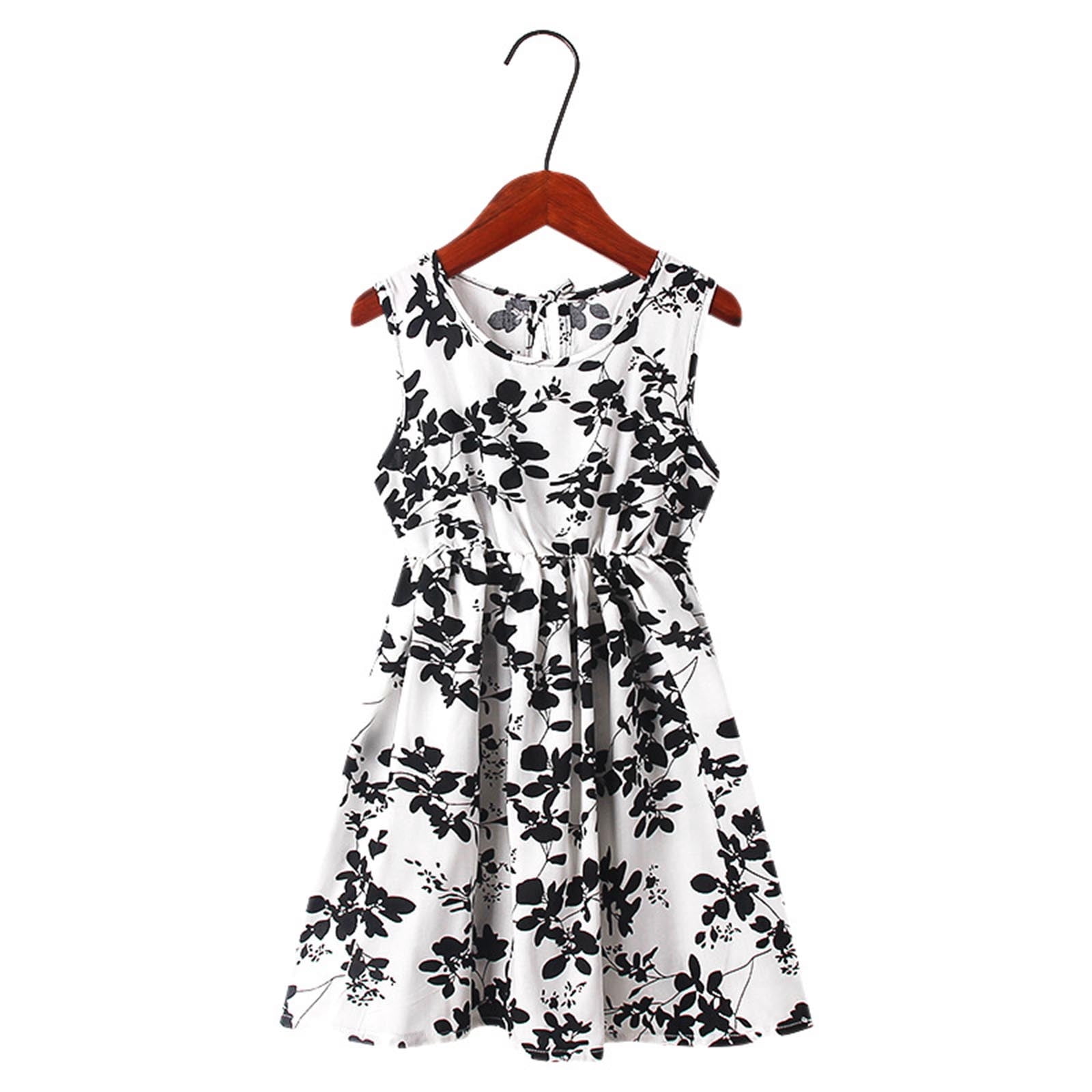 Ahuyic Girls Summer Casual Ruffled Short Sleeve Dress (White, 4T) 0dxbu