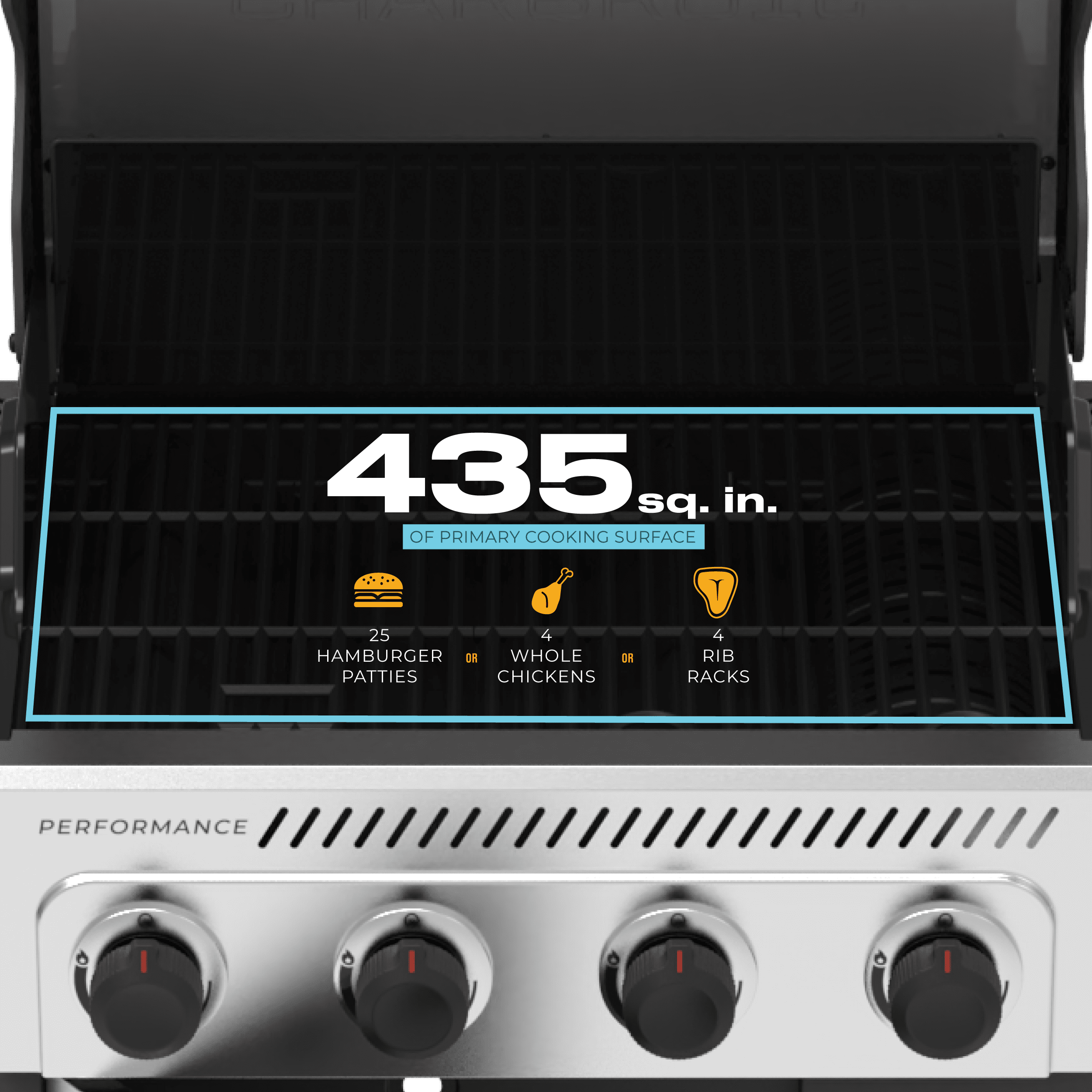 Charbroil Performance Series FlavorMax 4 Burner Gas Grill with Side Burner (Silver, 565 sq in) bpcyi