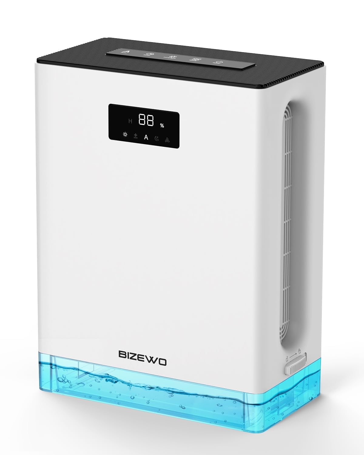 BIZEWO Electric Dehumidifier for Home and Basement (Quiet Operation, 7-Color LED Light, 101 oz Tank) plmce