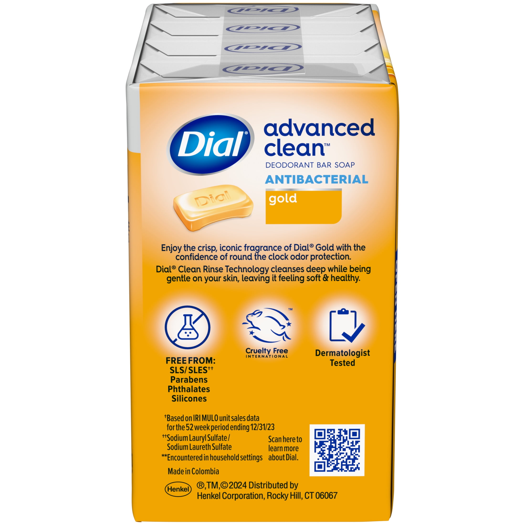 Dial Antibacterial Deodorant Bar Soap, Advanced Clean Deep Cleansing Formula (Gold, 4 Bars, 4 oz each) l63ag