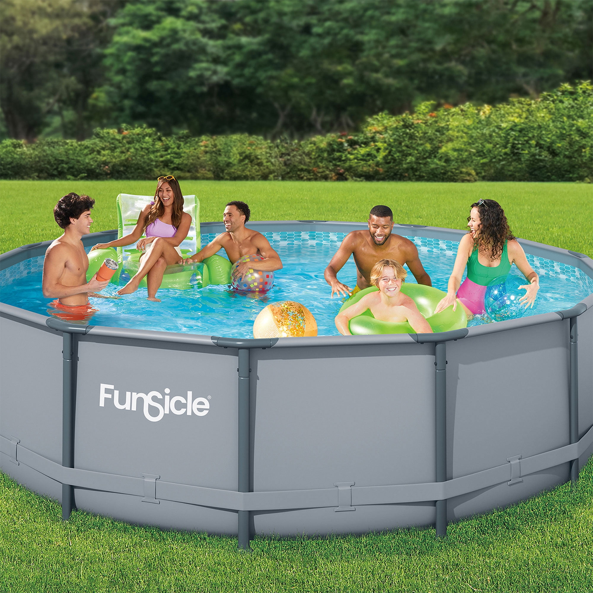Funsicle 14ft Round Oasis Above Ground Pool with SkimmerPlus Filter Pump (Blue, 14 ft x 42 in) 10x96