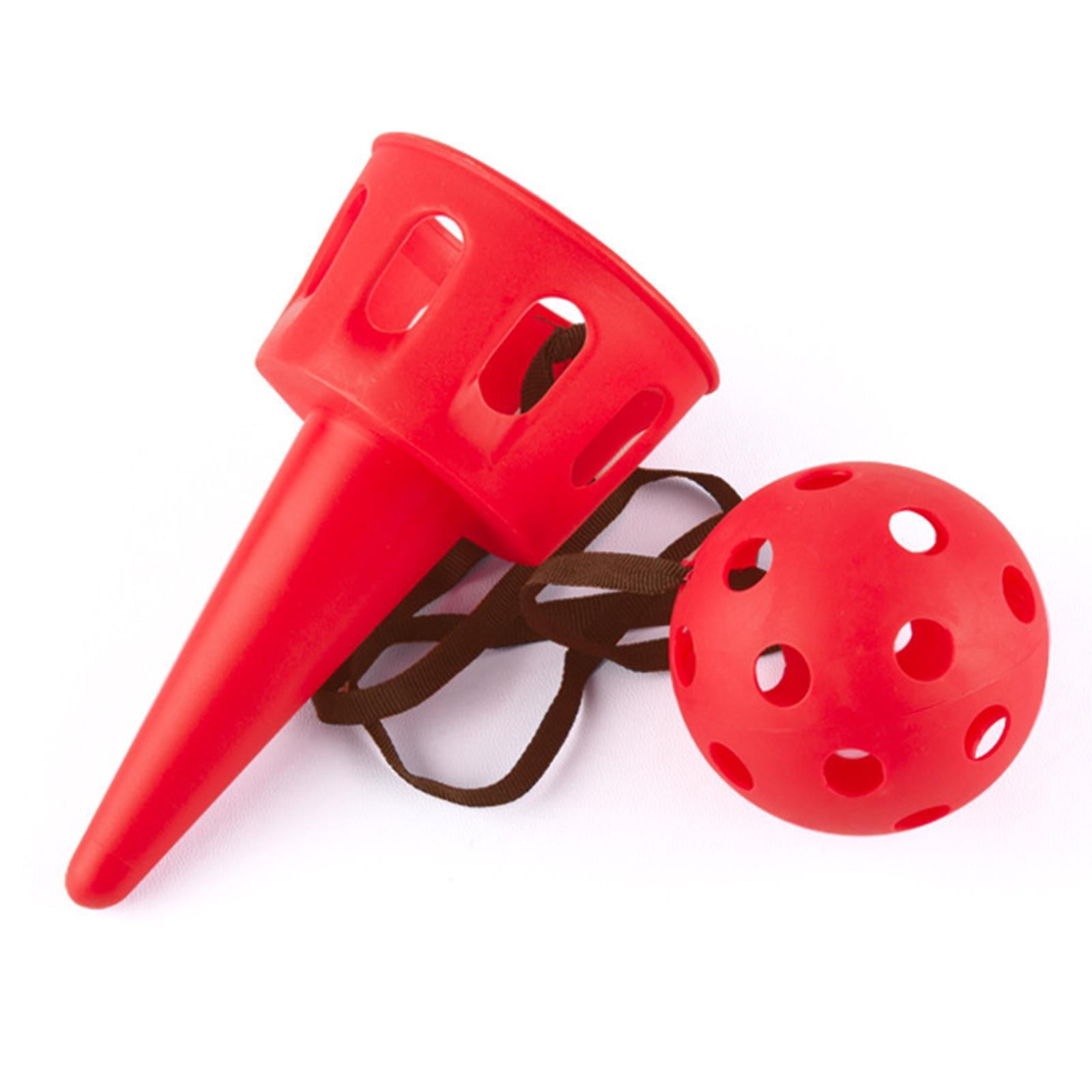 HILABEE Catching Ball Game Launcher Set, Interactive Outdoor Backyard Toy for Kids and Adults (Red, 6.5 in) ty3tb