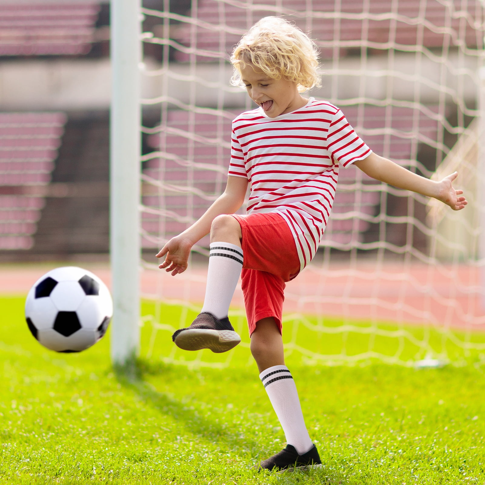 Hengguang Kids Soccer Socks Over-Knee Athletic Performance Gear (White, 4 Pairs) sf27u