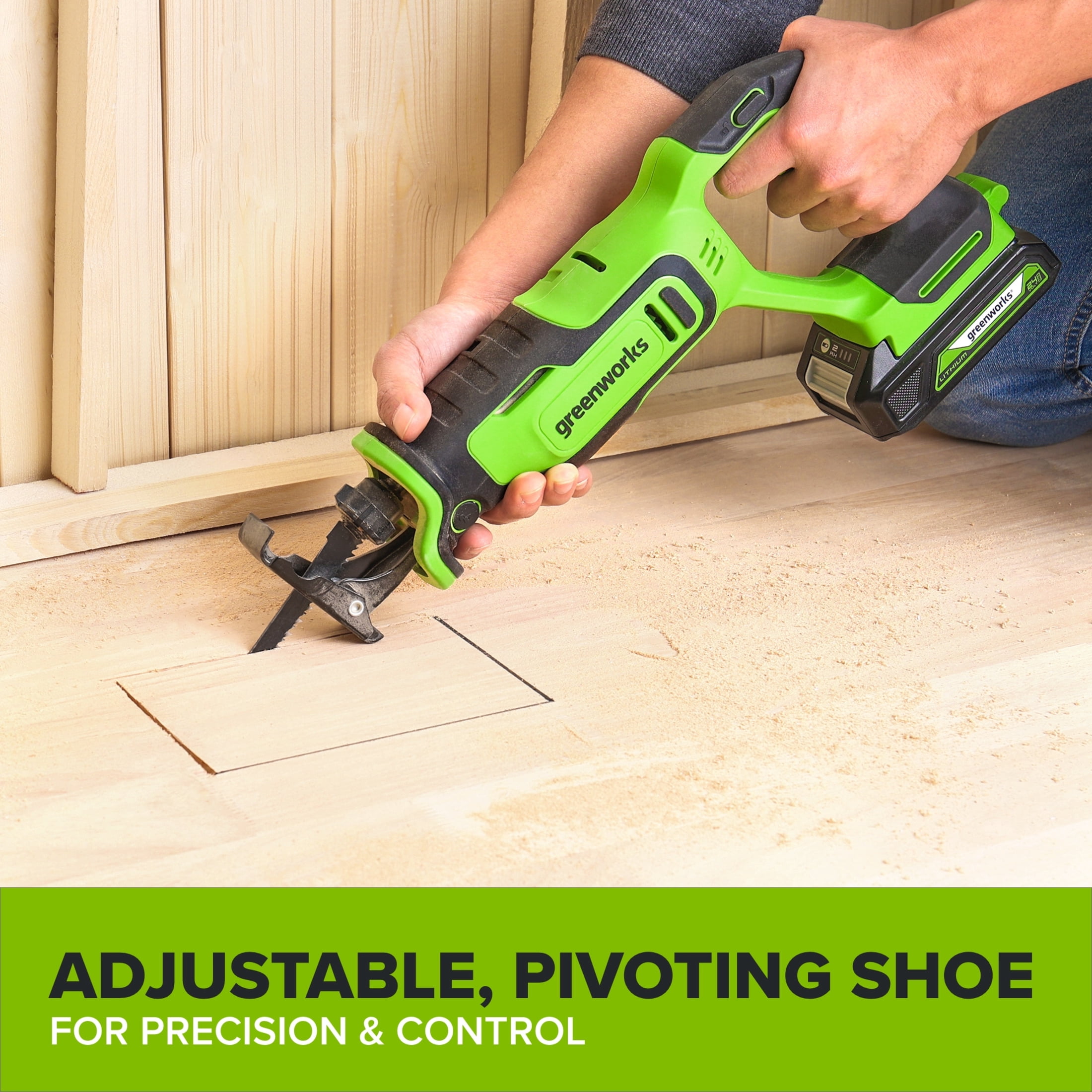 Greenworks PowerAll 24V Brushless Reciprocating Saw Kit with 2Ah Battery and 30W Charger (1 in Stroke Length) jjsok