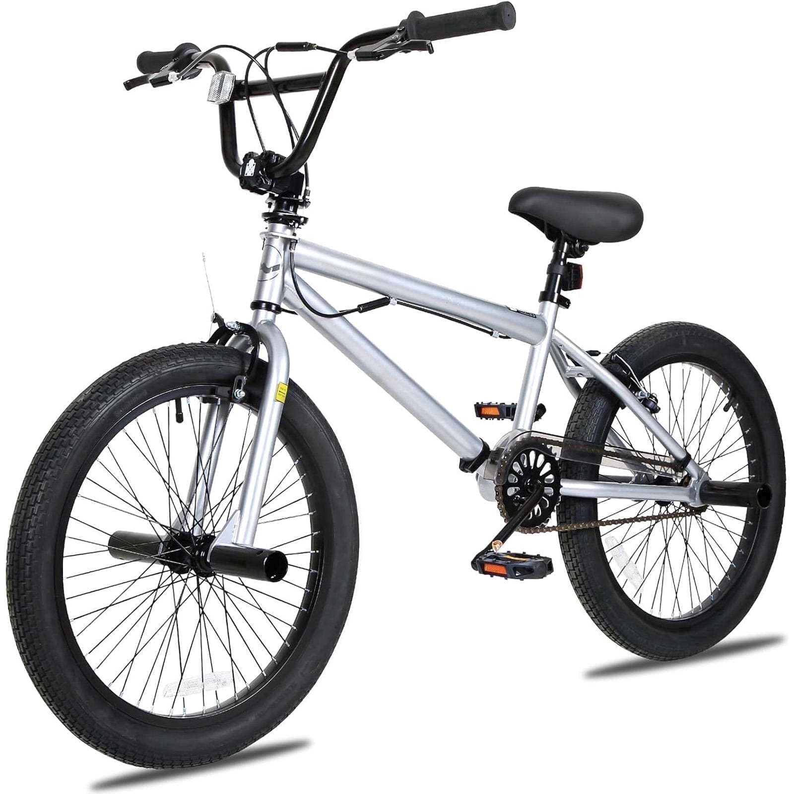 Hykolity 20 in BMX Freestyle Bike with 4 Pegs and V-Brakes (Silver, 20 in) be5vr