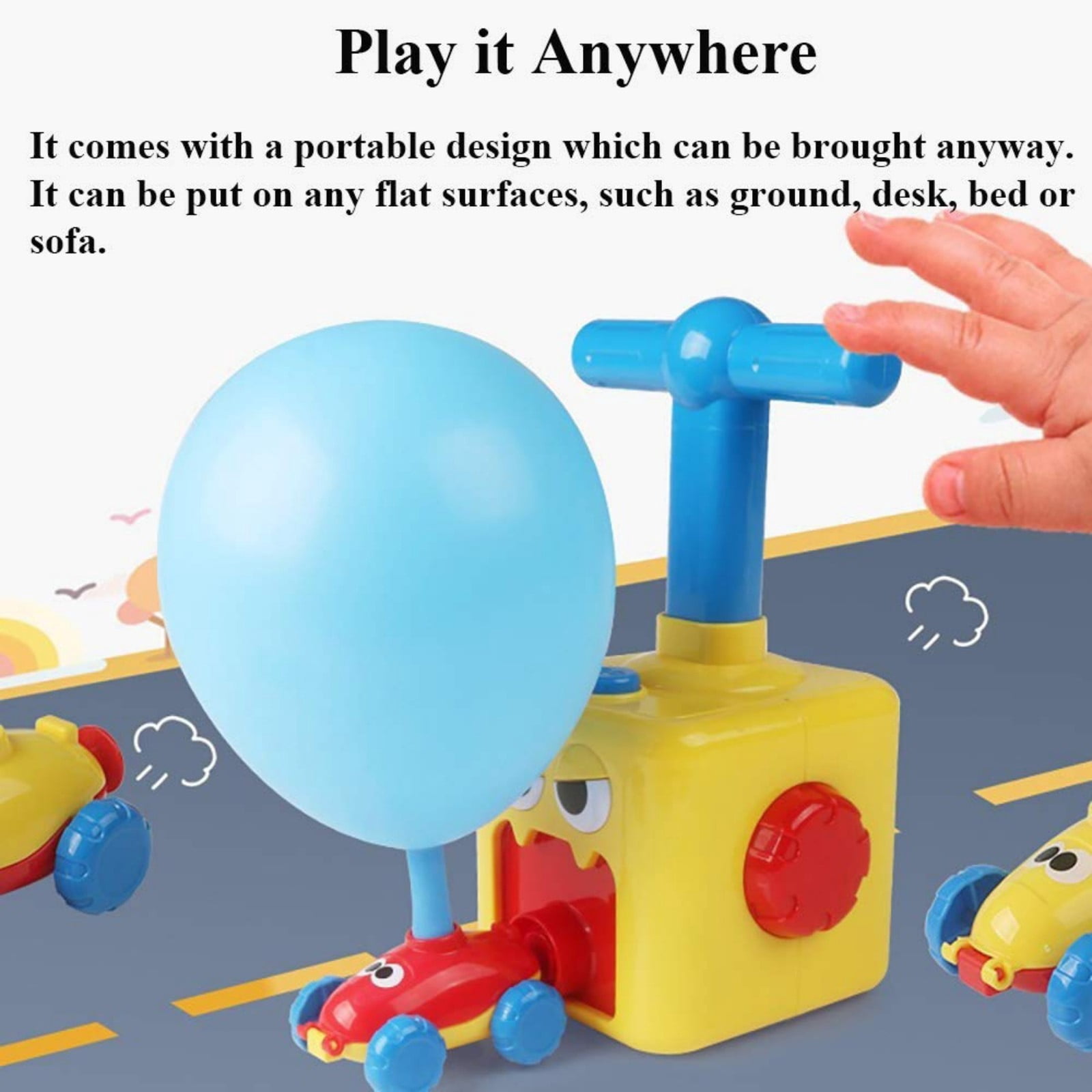 XUYAN Balloon Powered Car Inertial Power Racer Educational Science Toy (Yellow, 1 Pack) r7khj