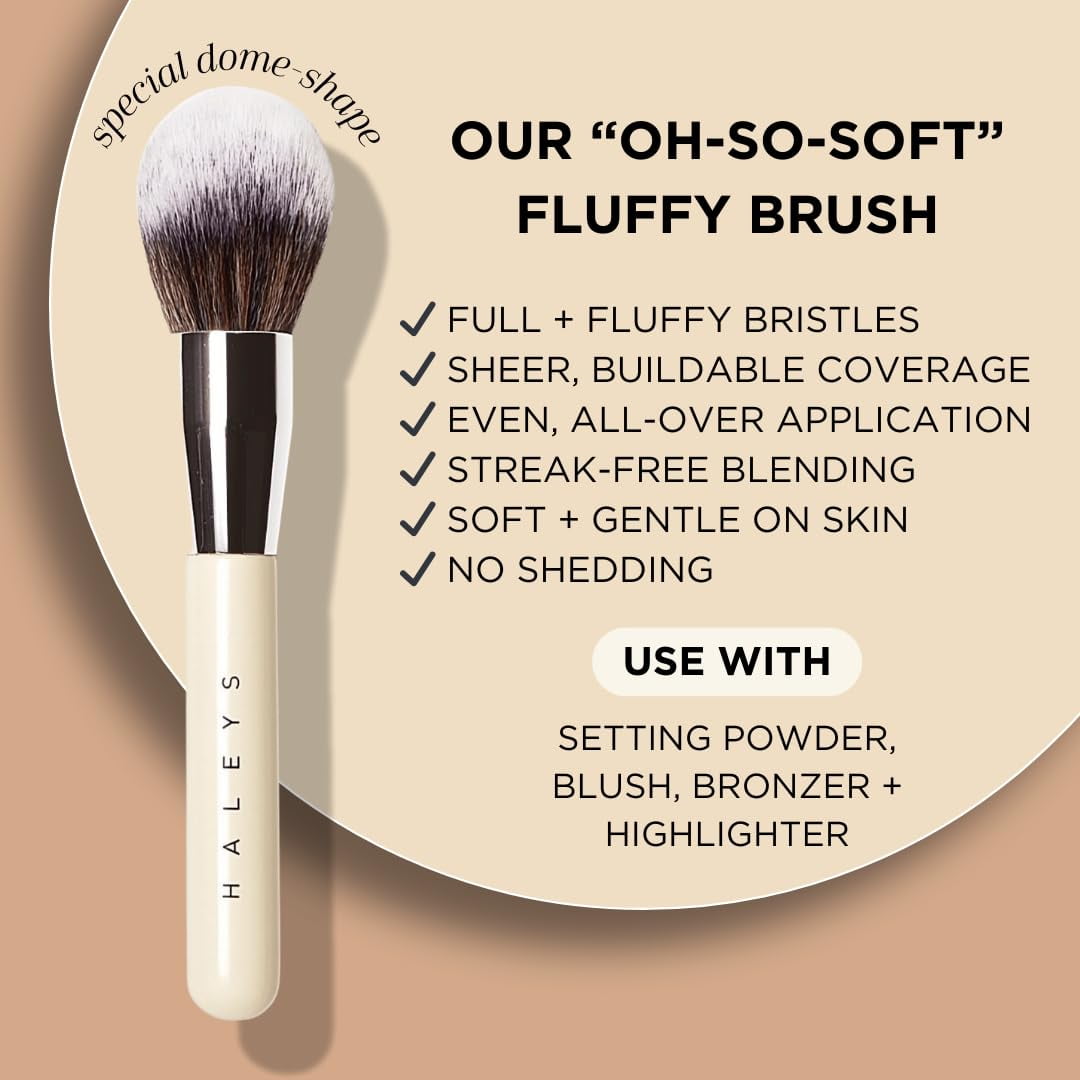HALEYS Powder Brush Professional Makeup Tool for Setting Powder and Blush (Silver, 1 Count) 9m1dj