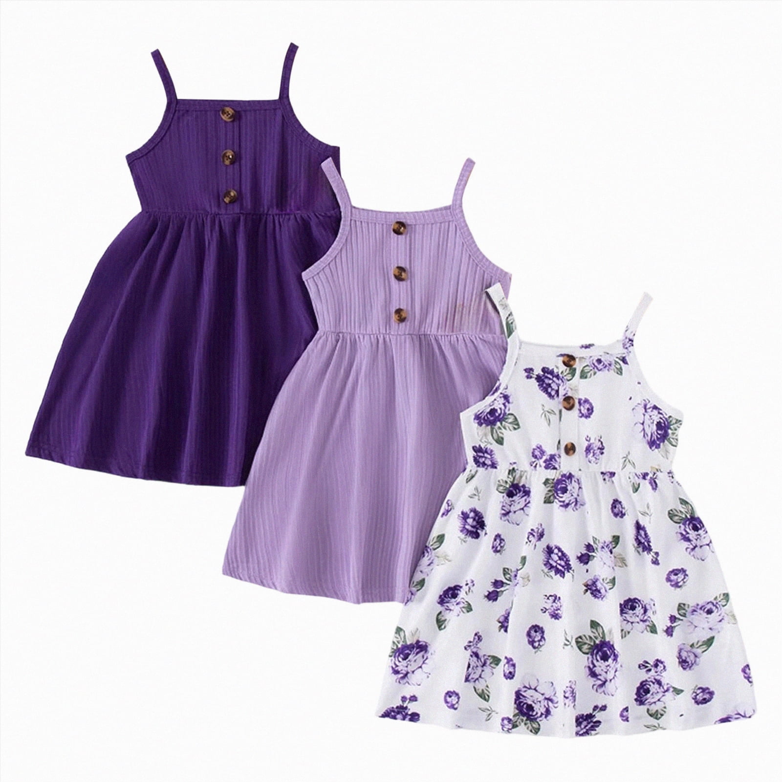 mgoYE Baby Girls Casual Skater A-line Sundress Set (Purple, 18-24 Months, 3-Pack) mclq5