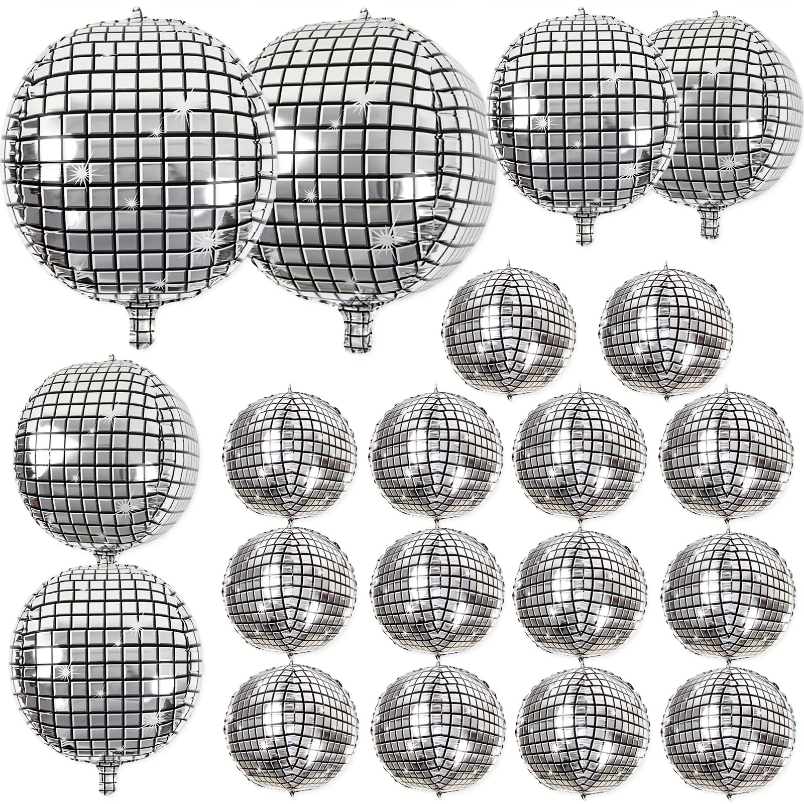 Beyondtrade 4D Metal Silver Disco Themed Party Balloons Set (20 Pieces, 10 in to 32 in) ymxz9