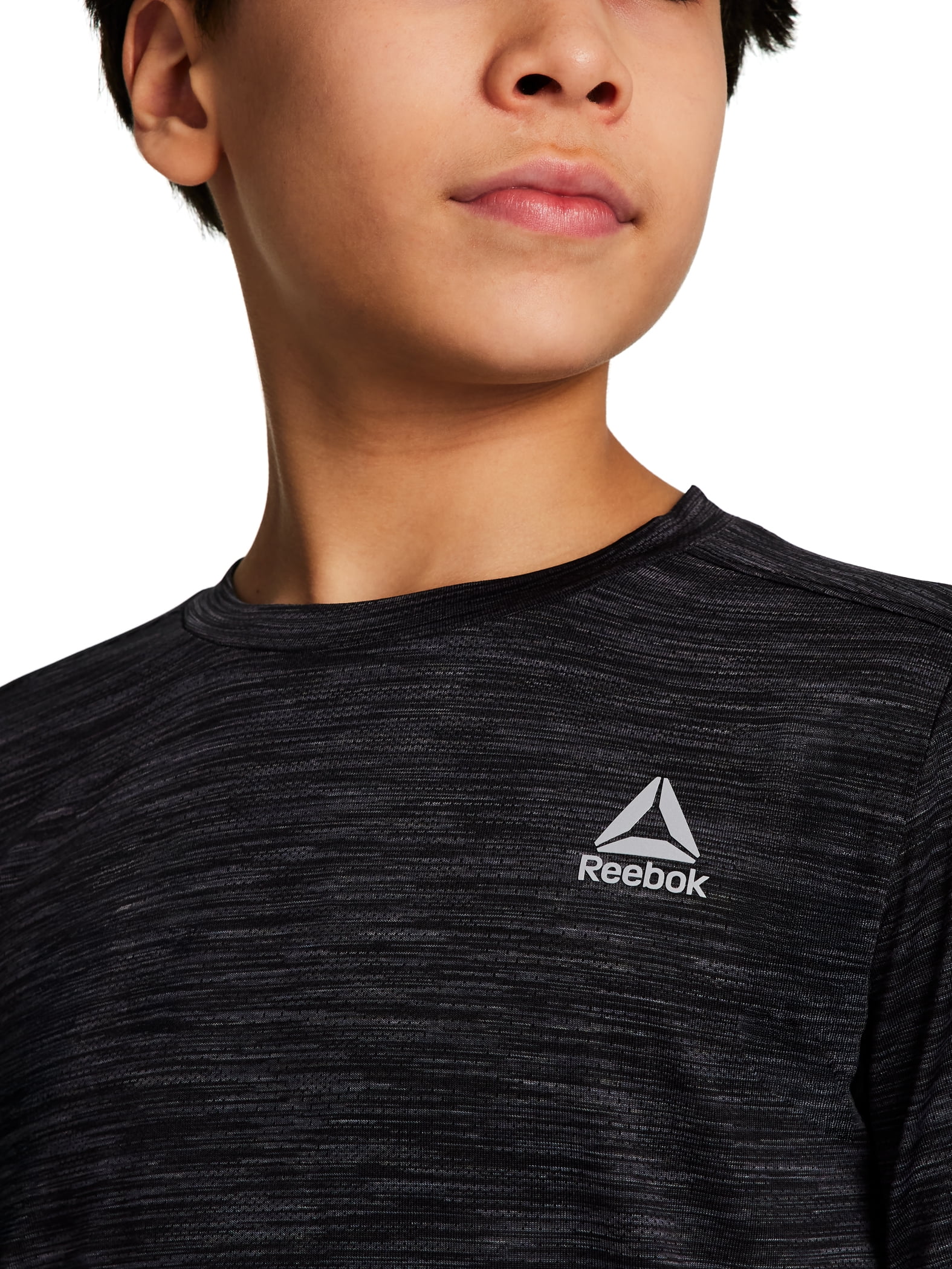 Reebok Boy's Athletic Stride Performance T-Shirt Moisture-Wicking Activewear (Black, L, 2-Pack) vk525