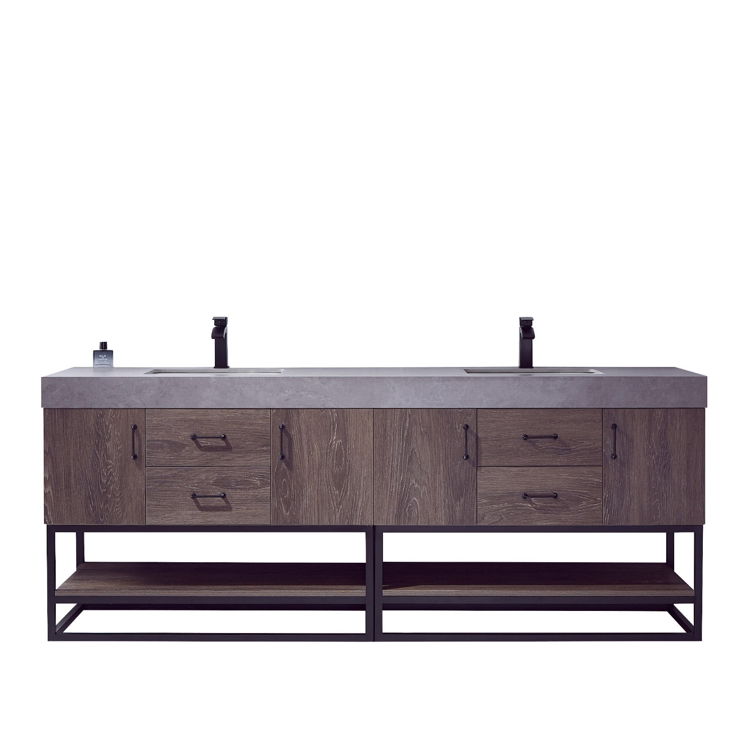 Vinnova Alistair 84 in Free Standing Double Basin Vanity Set (Black, 84 in) rm730