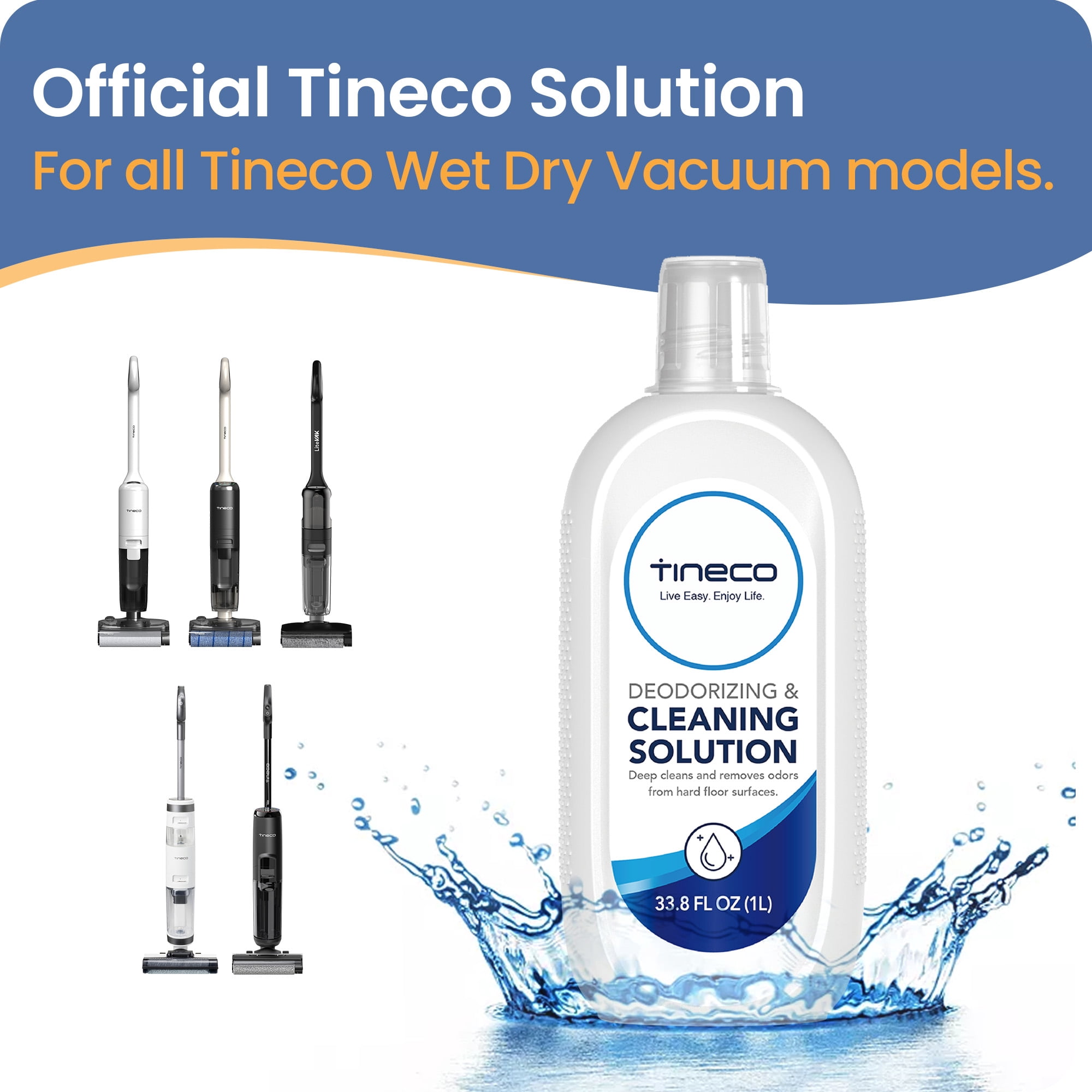 Tineco Multi-Surface Cleaning Solution for Floor Washers and Wet Dry Vacuums (Concentrated, 67.6 fl oz, 2-Pack) sfjok