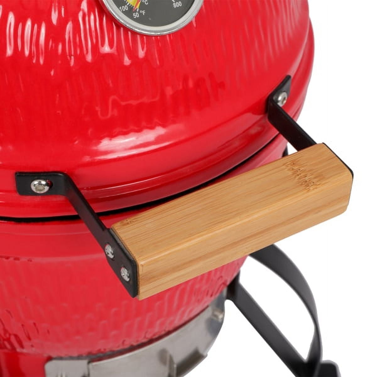 AsterOutdoor 13 in Ceramic Charcoal Grill, Kamado-Style Outdoor BBQ Smoker with 10.43 in Grid (Black, 46 lb) 0msvp