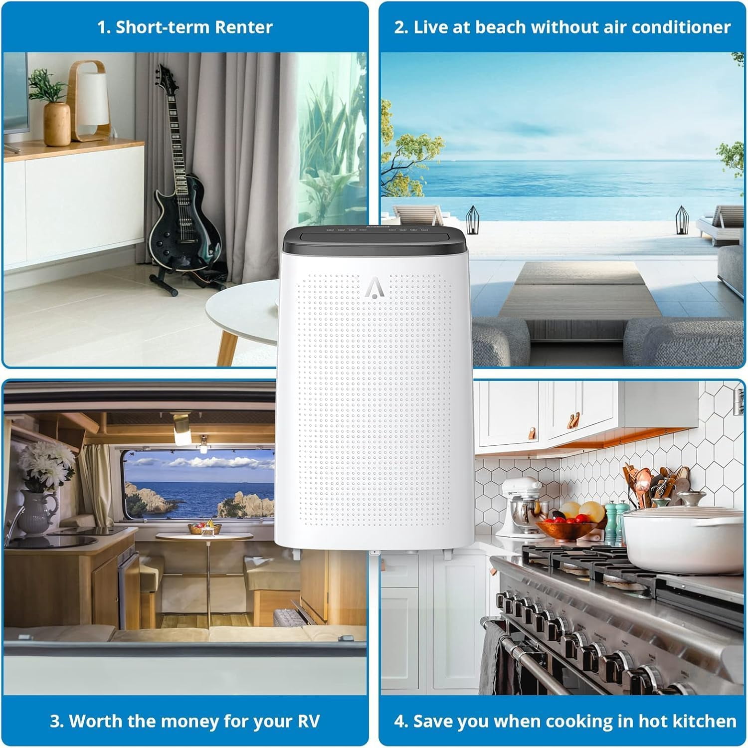 IdealHouse Portable Air Conditioner 14,000 BTU 3-in-1 Cooling Fan and Dehumidifier (Black, 750 Sq. Ft. Coverage) s1eh1