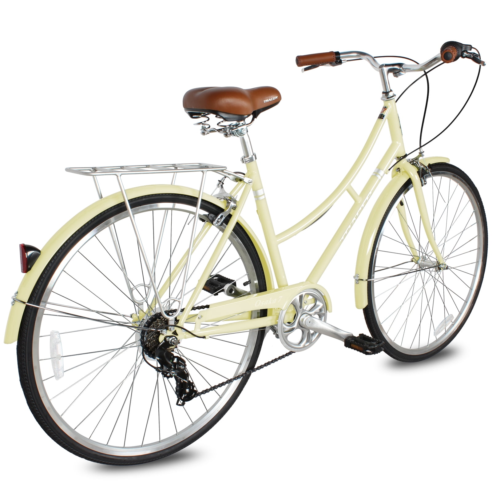 Tracer Osaka Hybrid City Bike for Women, Shimano 7-Speed Commuter Bicycle with Steel Frame (Vanilla, 19 in Frame) jpprd