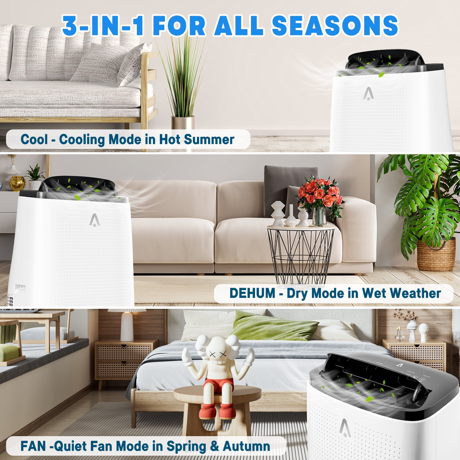 Towallmark Portable Air Conditioner 14000 BTU 4-in-1 Cooling Dehumidifier Fan Unit for Rooms up to 700 sq. ft. (Black) o9ivr