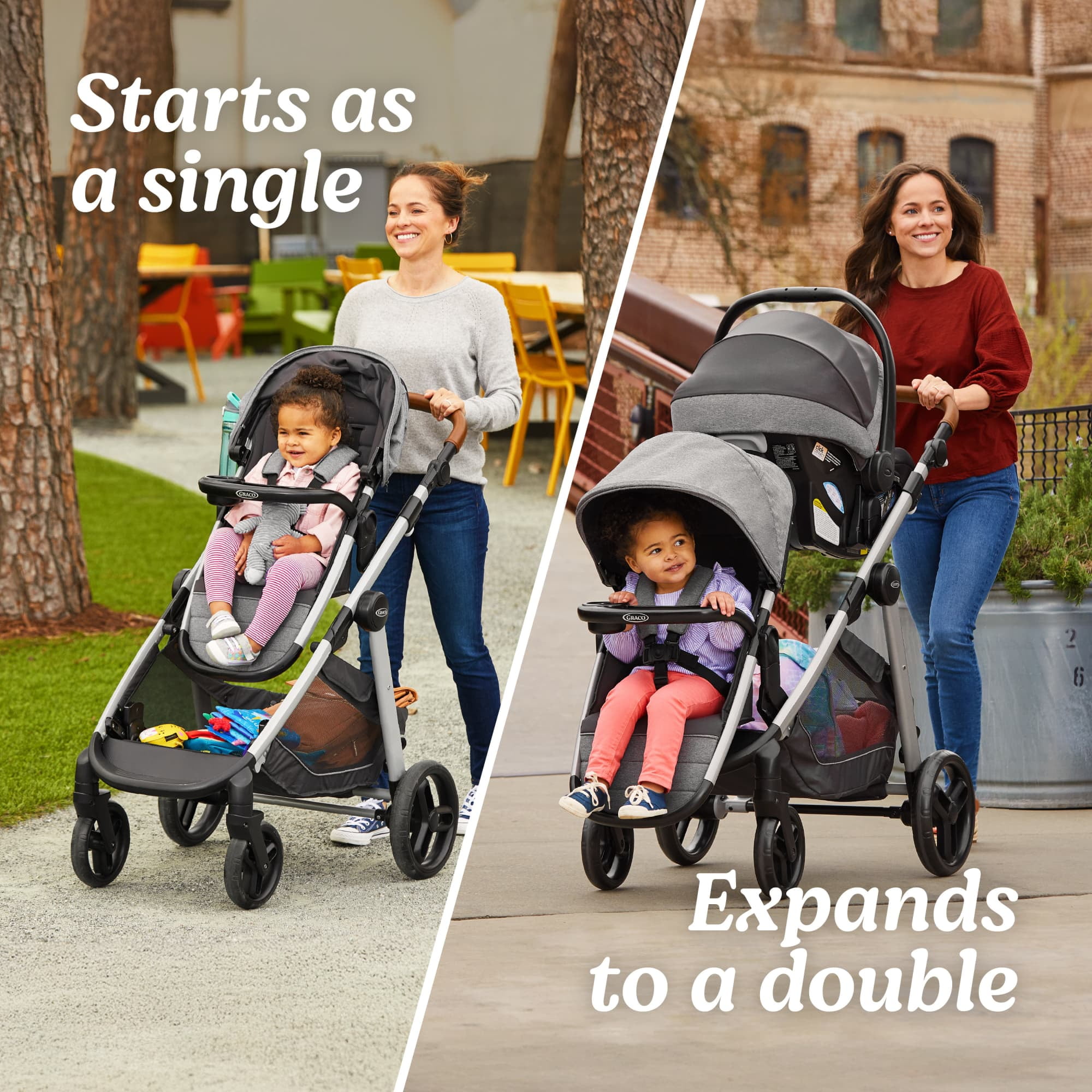 Graco Premier Modes Nest2Grow Stroller, Maison (Grey, 50 lb Capacity) vrfsv