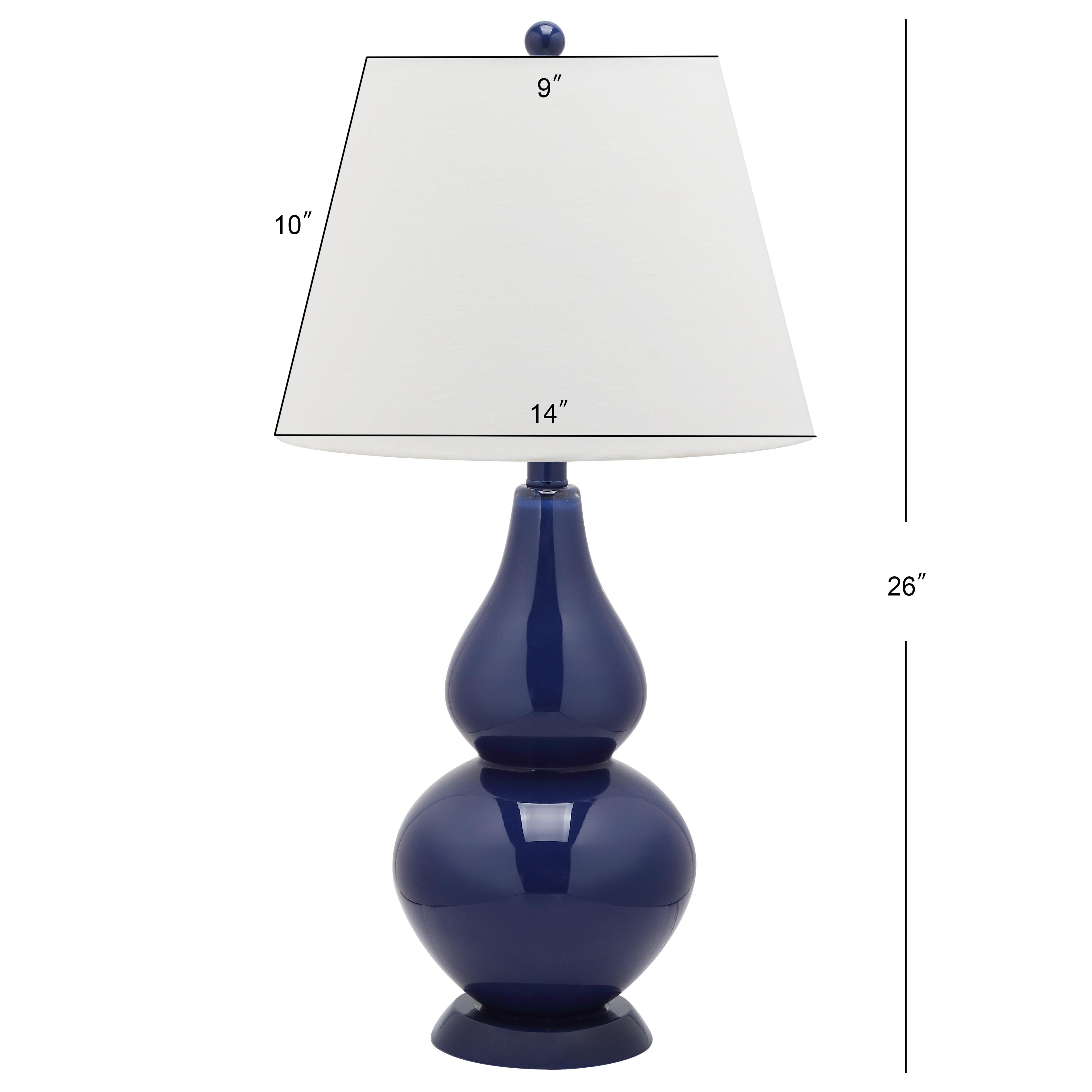 Safavieh Cybil Glass Table Lamp Set with Cotton Shade (Navy, 26 in. Height, Set of 2) atvti