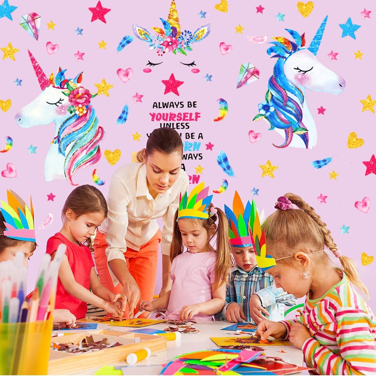 Style-Carry Wall Decals Kids Room Decor Vinyl Stickers for Girls Bedroom (Multicolor, 3 Sheets, 22.6 in x 13.6 in) s89y1