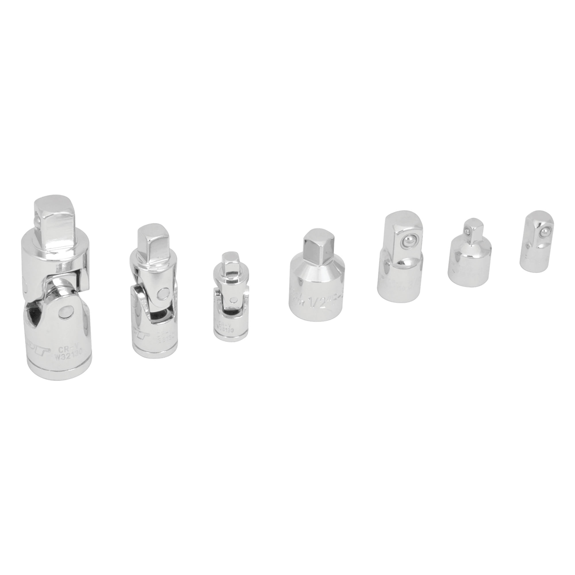 Performance Tool 7-Piece Socket Adapter and Universal Joint Set (Chrome Vanadium Steel, 1/4 in to 1/2 in) dtfta