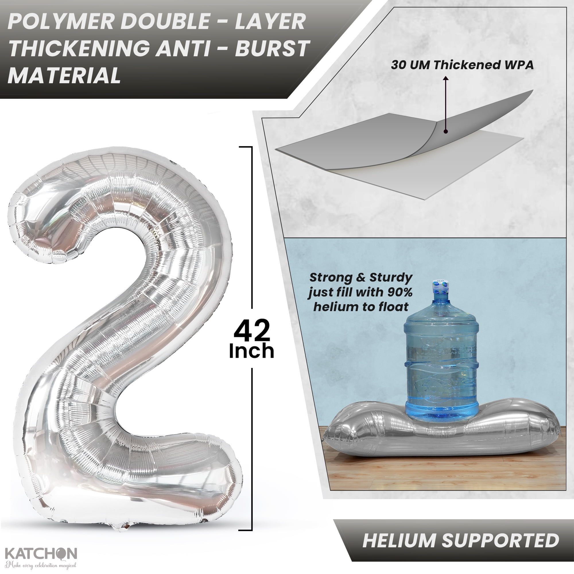 KatchOn 2026 Number Balloons, Giant Metallic Silver Foil Party Decorations (42 in) pwhxe