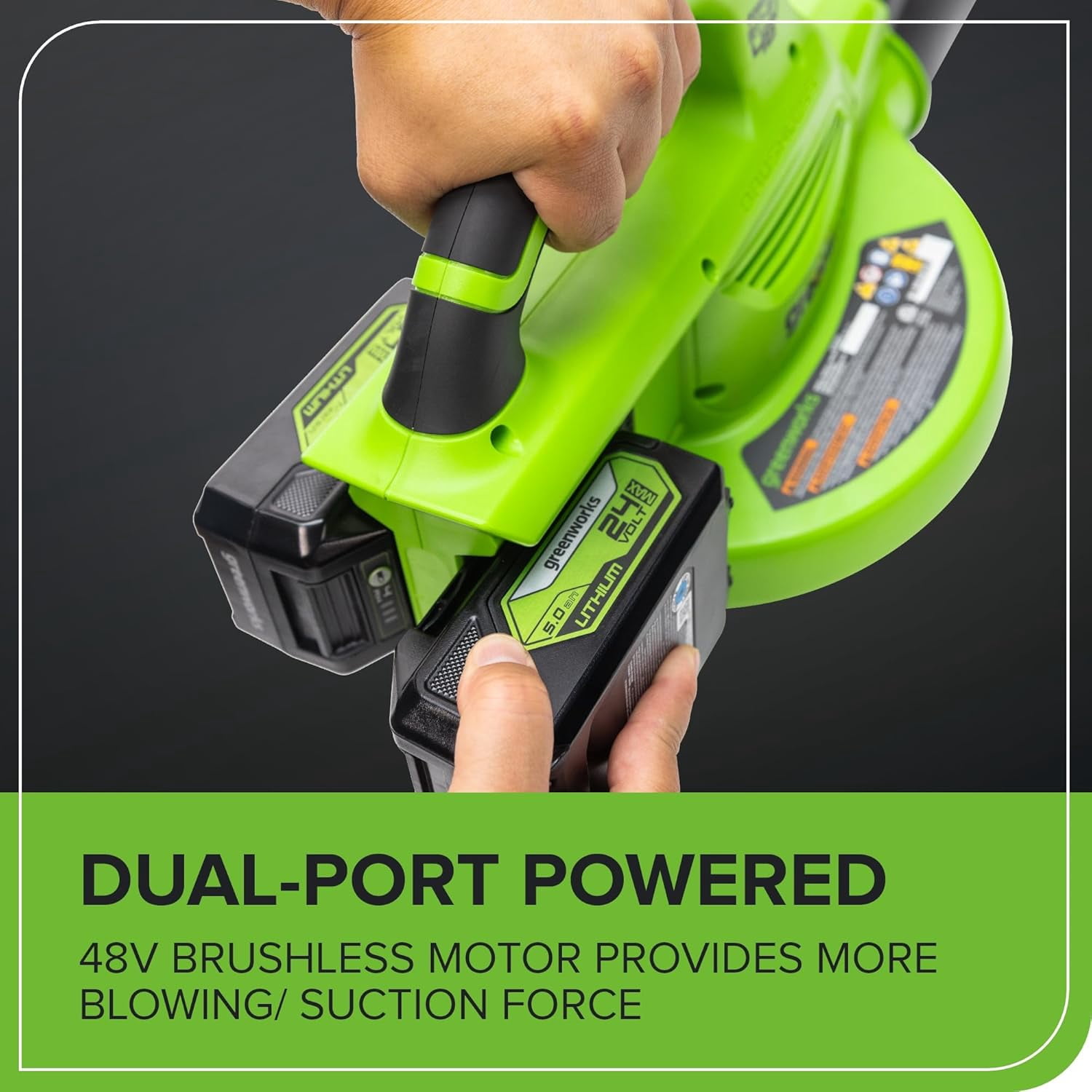 Greenworks 48V Brushless Leaf Blower and Vacuum Kit with (2) 4.0Ah Batteries and Dual Port Charger 8e49s