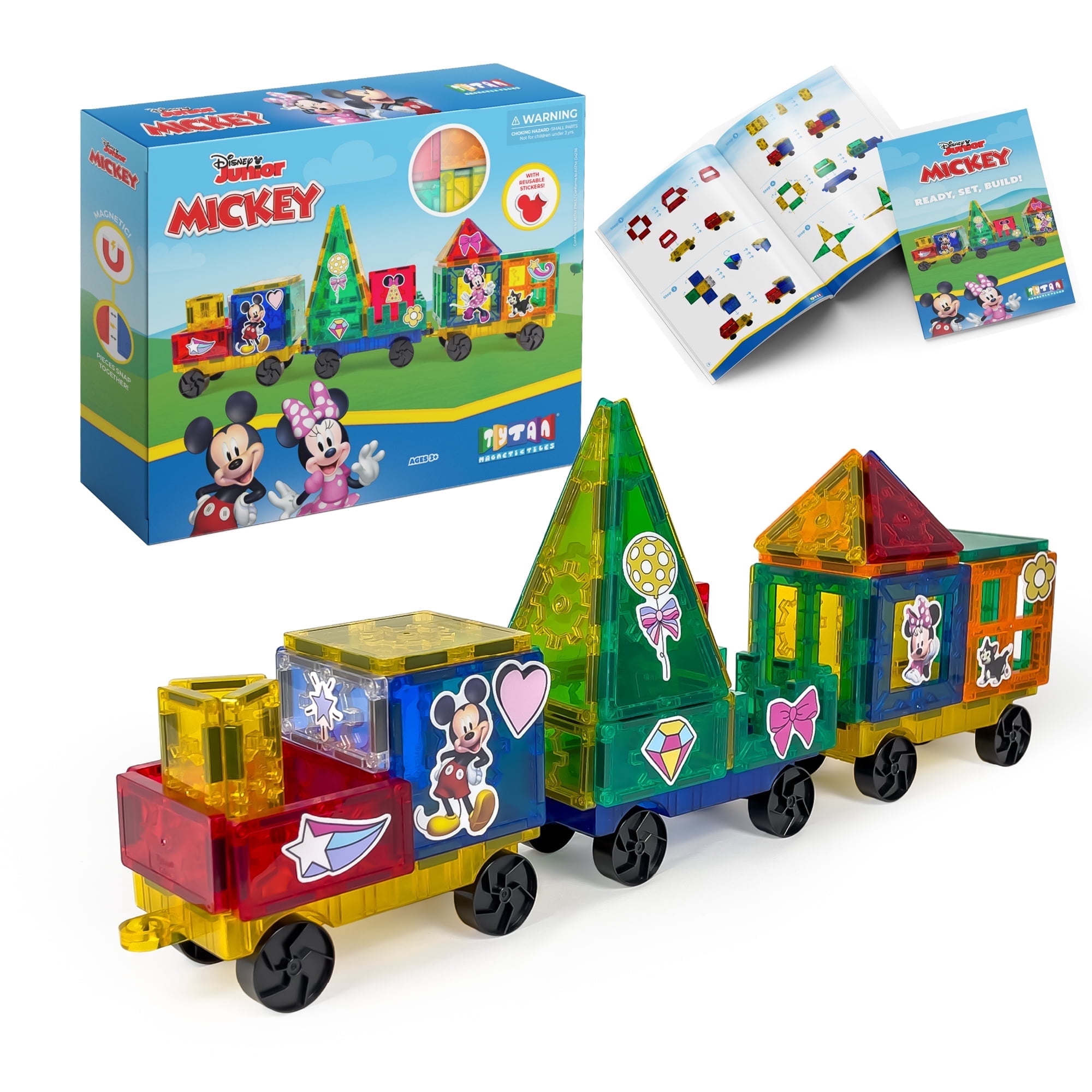 Tytan Disney Junior Mickey Mouse Magnetic Tile Building Set (41-Piece STEAM Learning Toy) xa3cs