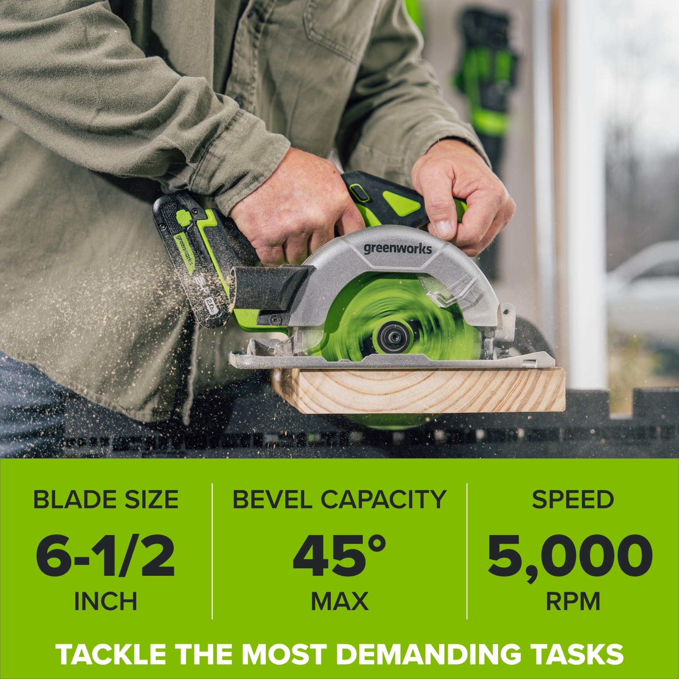 Greenworks PowerAll 24V Brushless 6-1/2 in Circular Saw (5000 RPM, Tool Only) dwp7v