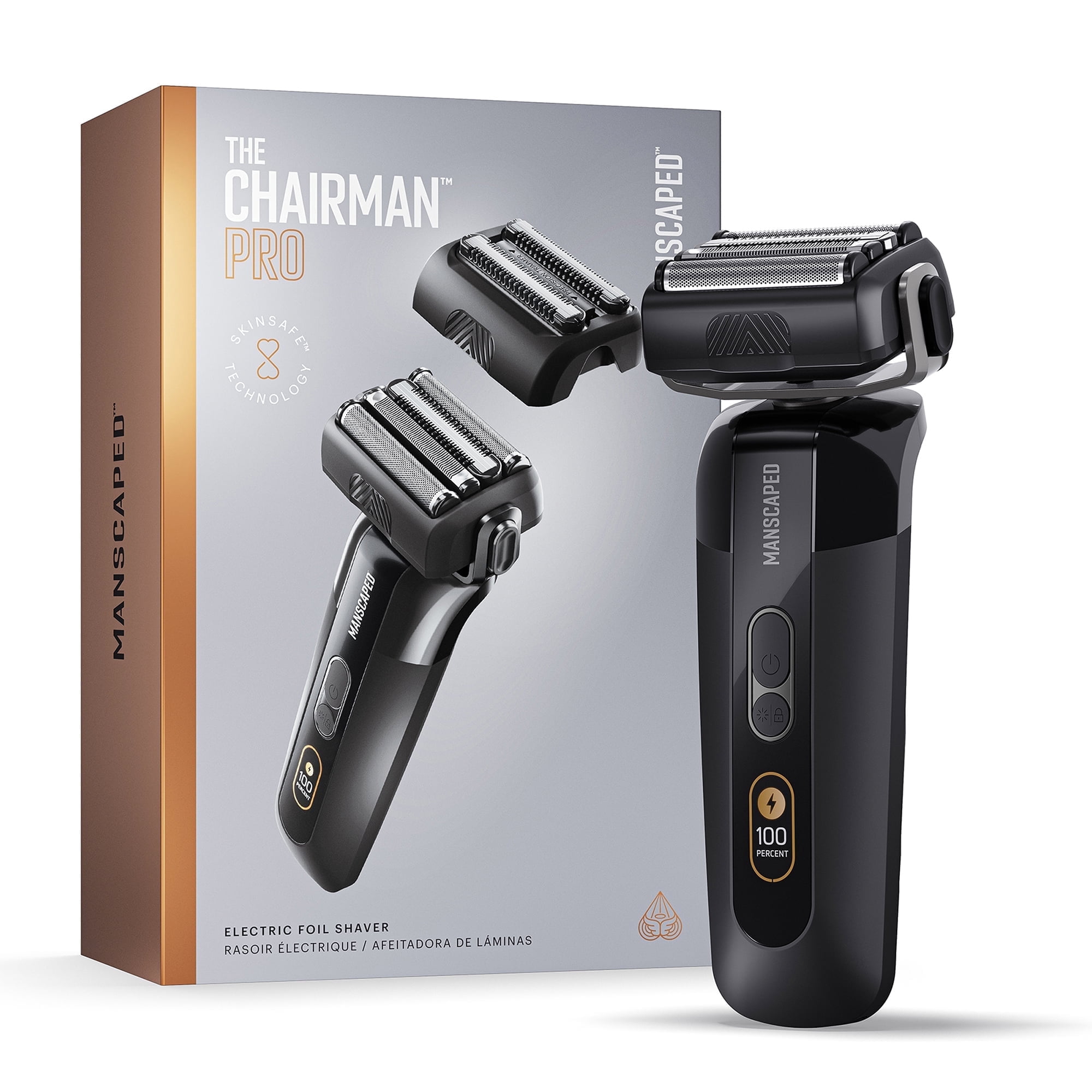 MANSCAPED The Chairman PRO Electric Foil Face Shaver with SkinSafe Technology (Black, 1 Count) r5xeg