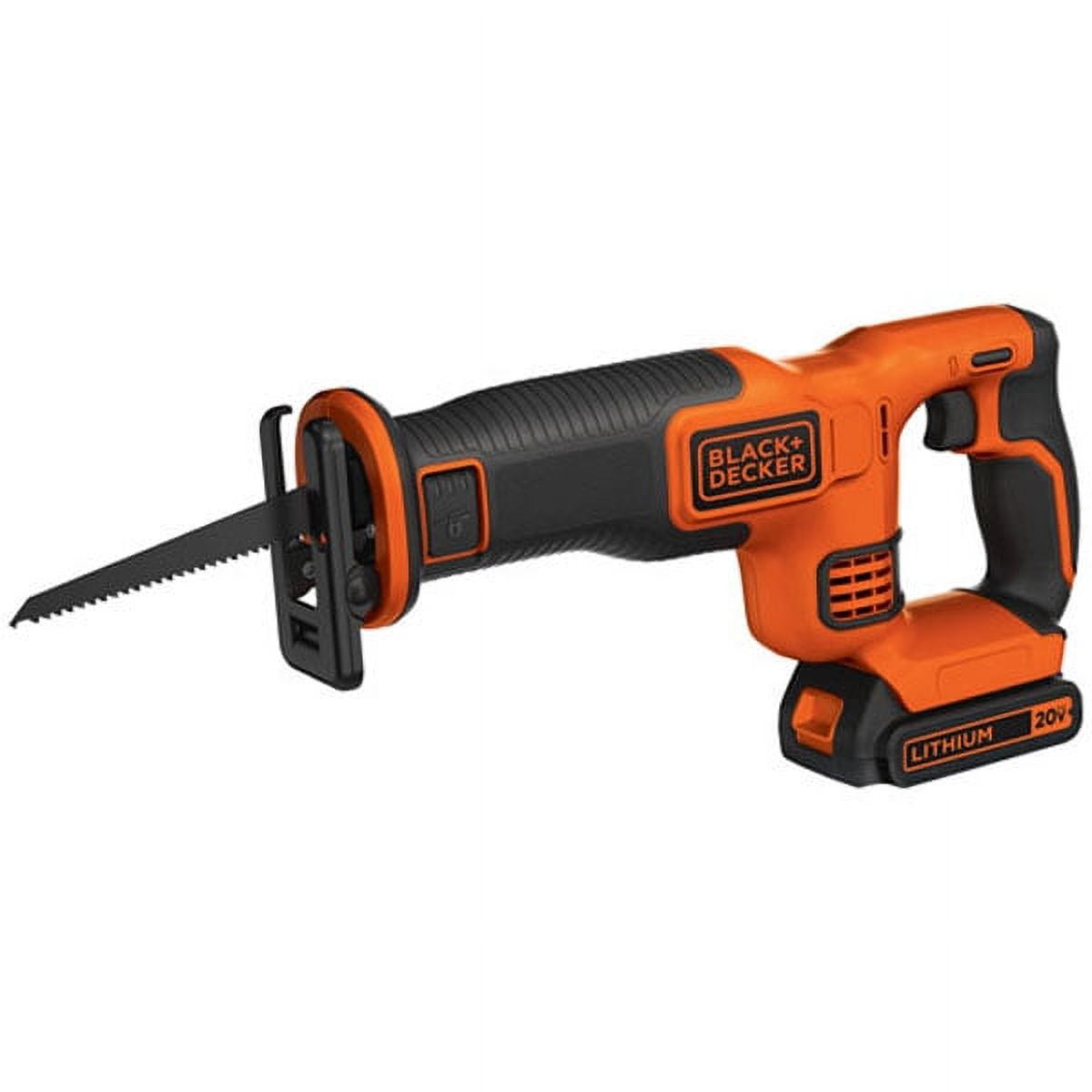 BLACK+DECKER 20V Max Cordless Reciprocating Saw with Lithium Battery (Black, 7/8 in Stroke) jfgtm