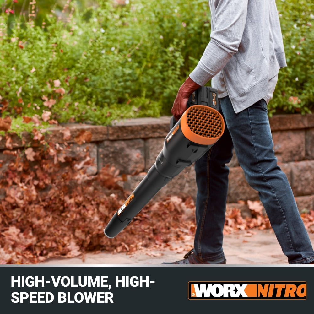 Worx Nitro 40V Quiet Tech Leaf Blower and 15 in Cordless String Trimmer Combo Kit (Black, 2-Piece Set) 1pbq0