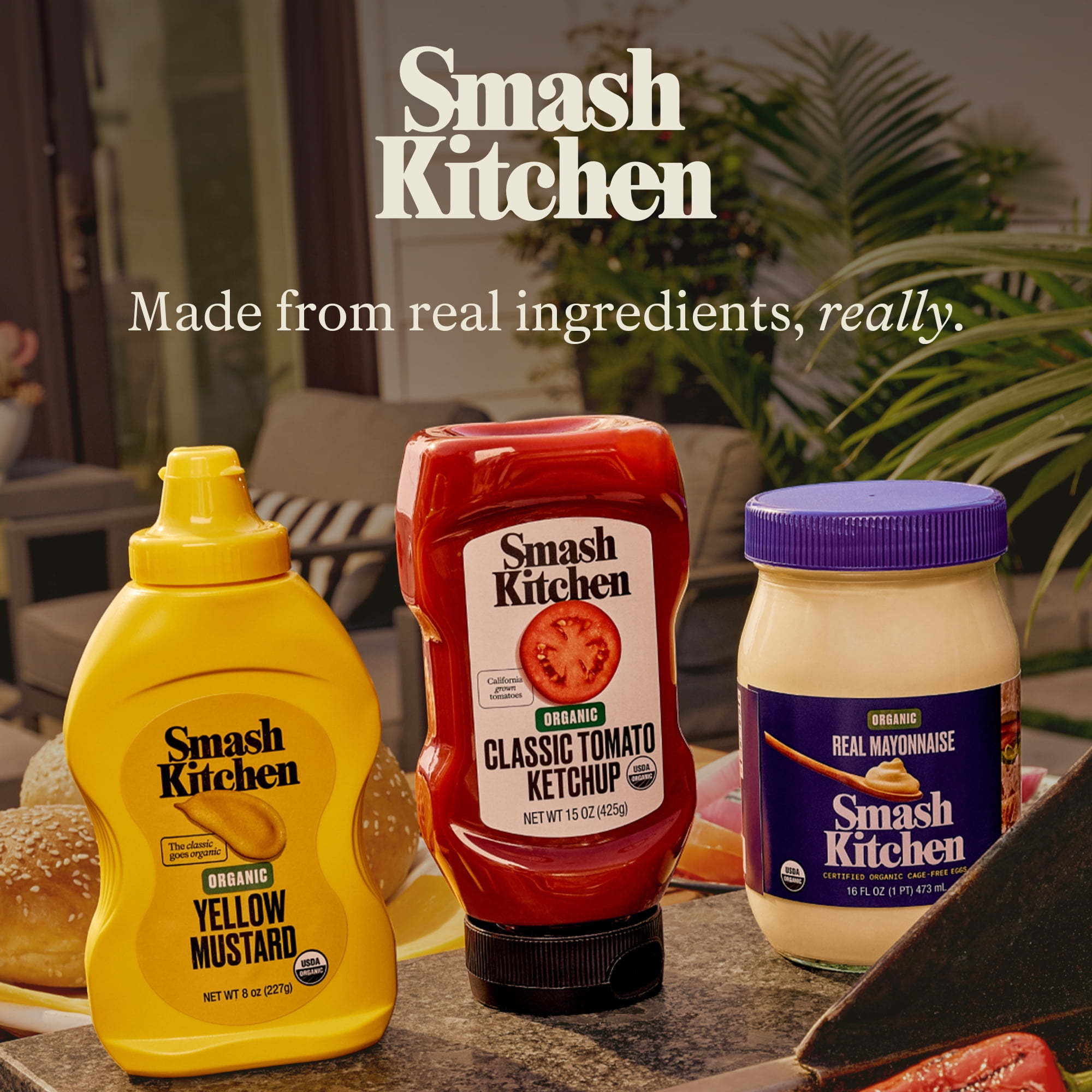 Smash Kitchen Organic Tomato Ketchup, Classic Rich Flavor (20 oz) j8gtw