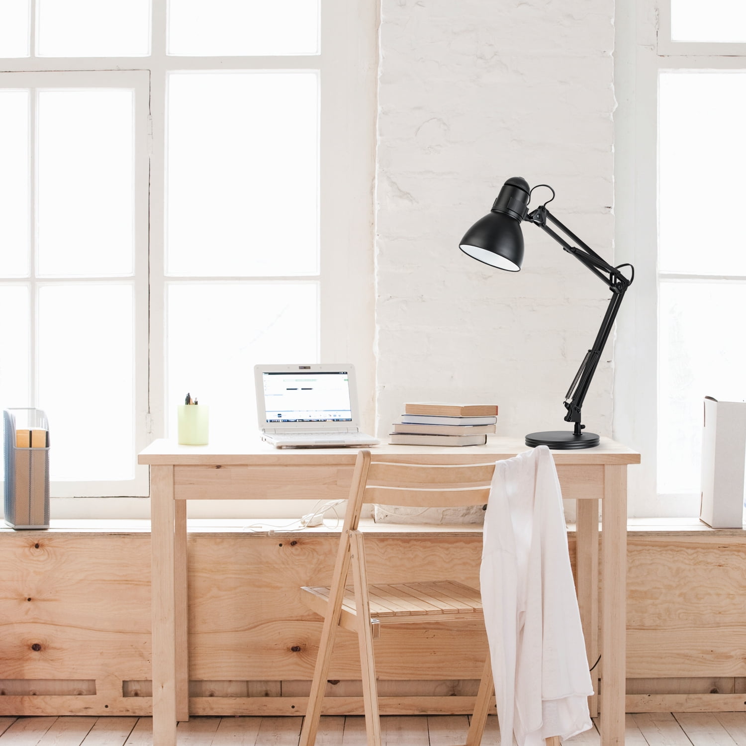 Globe Electric Architect Swing Arm Desk Lamp, Adjustable Heavy Base Task Light (Black, 28 in) zyezs