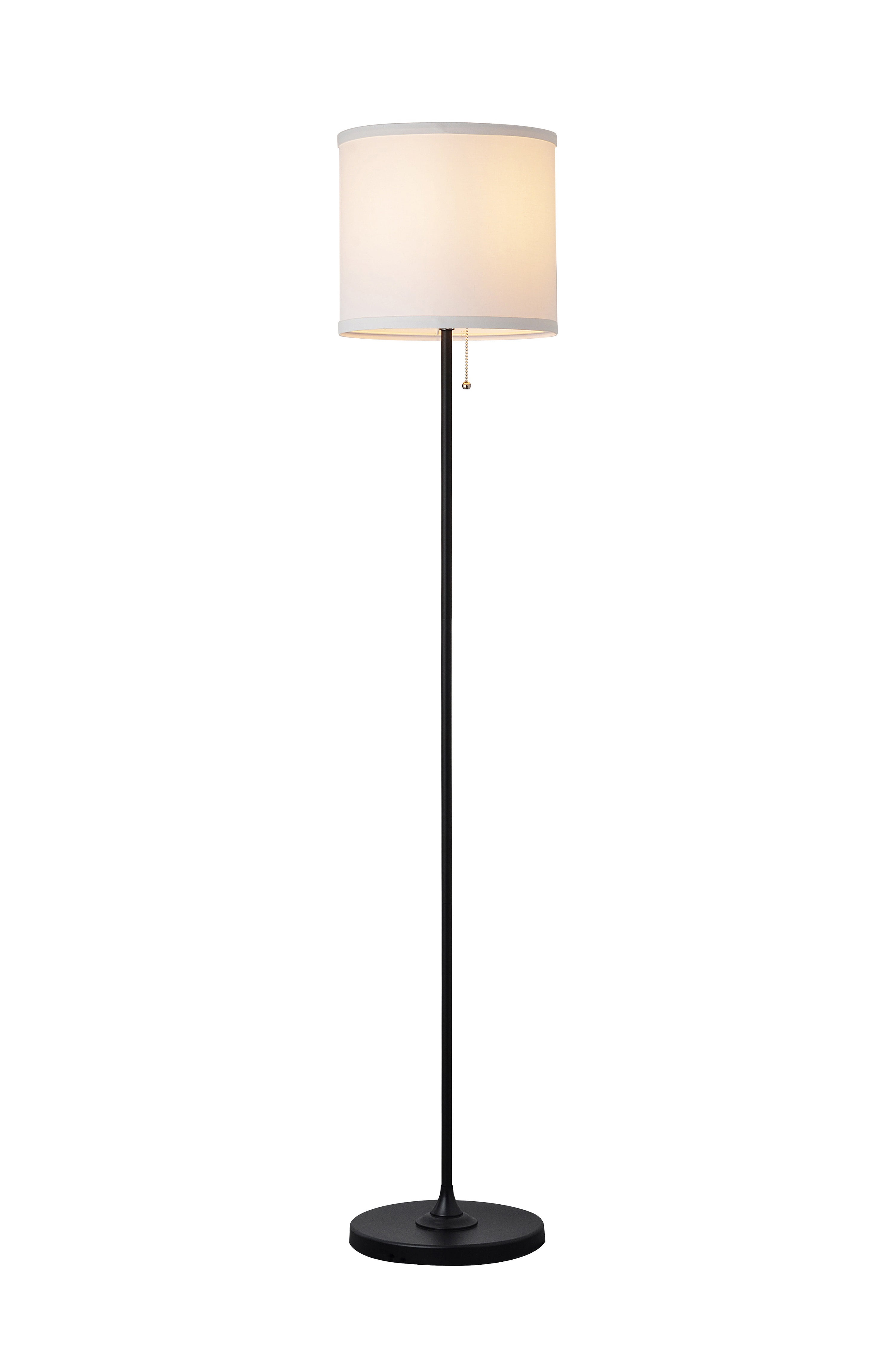 Mainstays Classic Shaded Floor Lamp with White Fabric Shade (Black, 56.5 in) 9s9qs