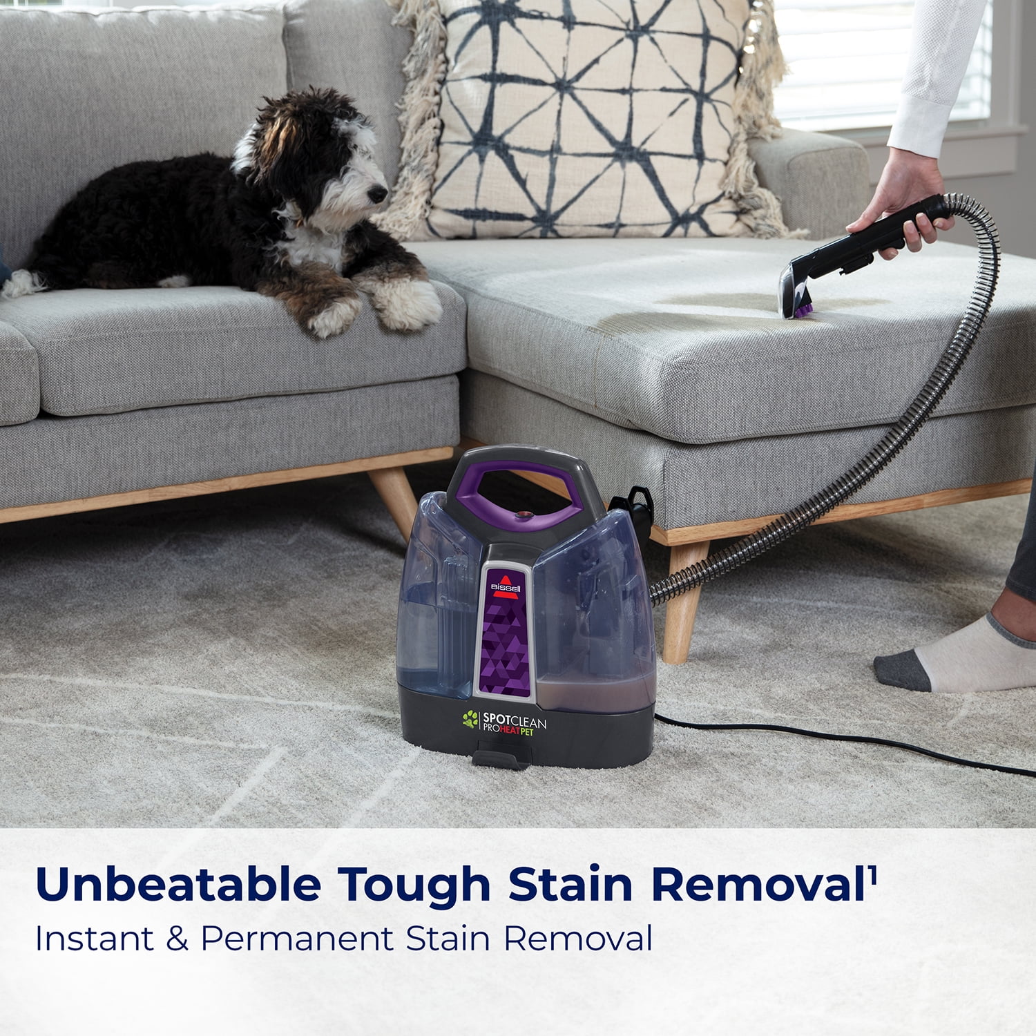 BISSELL SpotClean ProHeat Pet Portable Carpet and Upholstery Cleaner (Grey, 8 oz) 5htqd